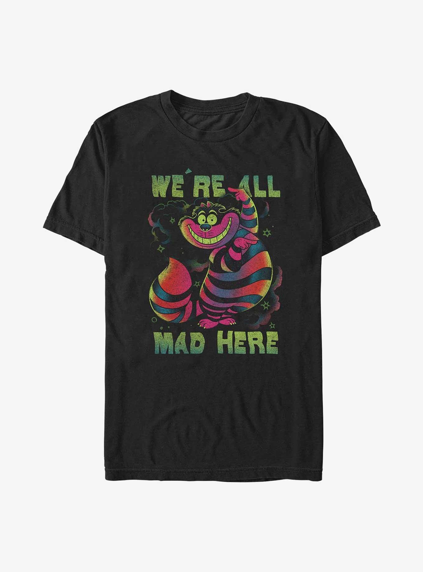 Disney Alice In Wonderland Cheshire Rainbow T-Shirt, BLACK, hi-res