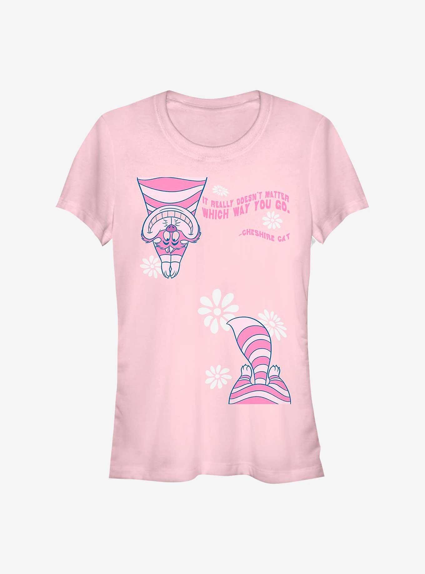 Disney Alice In Wonderland Cheshire Split Girls T Shirt PINK