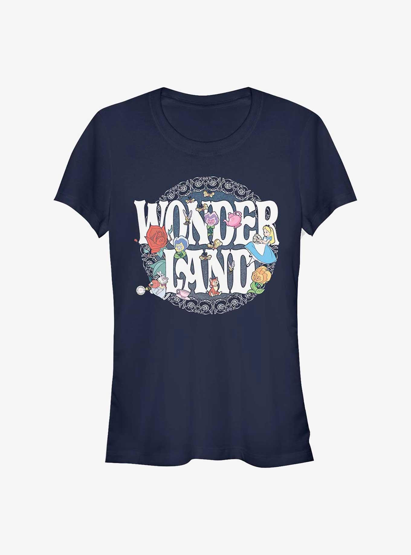 Disney Alice In Wonderland Floral Girls T-Shirt, NAVY, hi-res