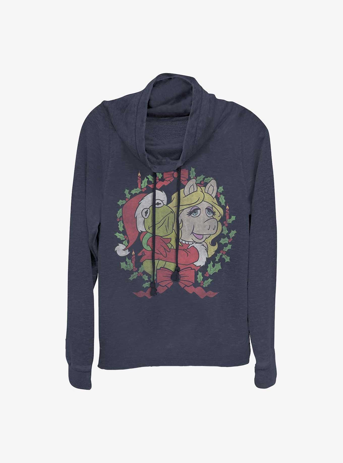 Disney The Muppets Kermy And Piggy Christmas Christmas Cowlneck Long-Sleeve Girls T-Shirt, NAVY, hi-res