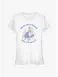 Disney Alice In Wonderland Stop And Smell The Flowers Girls T-Shirt, WHITE, hi-res