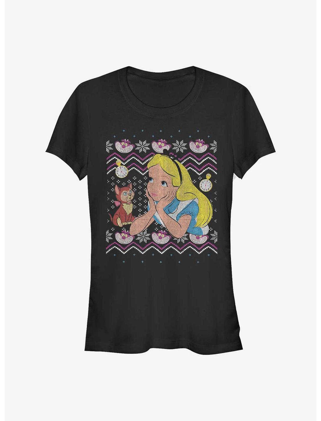 Disney Alice In Wonderland Ugly Sweater Girls T-Shirt, BLACK, hi-res