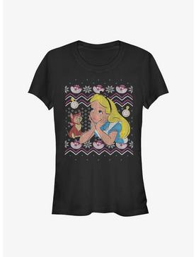 Disney Alice In Wonderland Ugly Sweater Girls T-Shirt, BLACK, hi-res