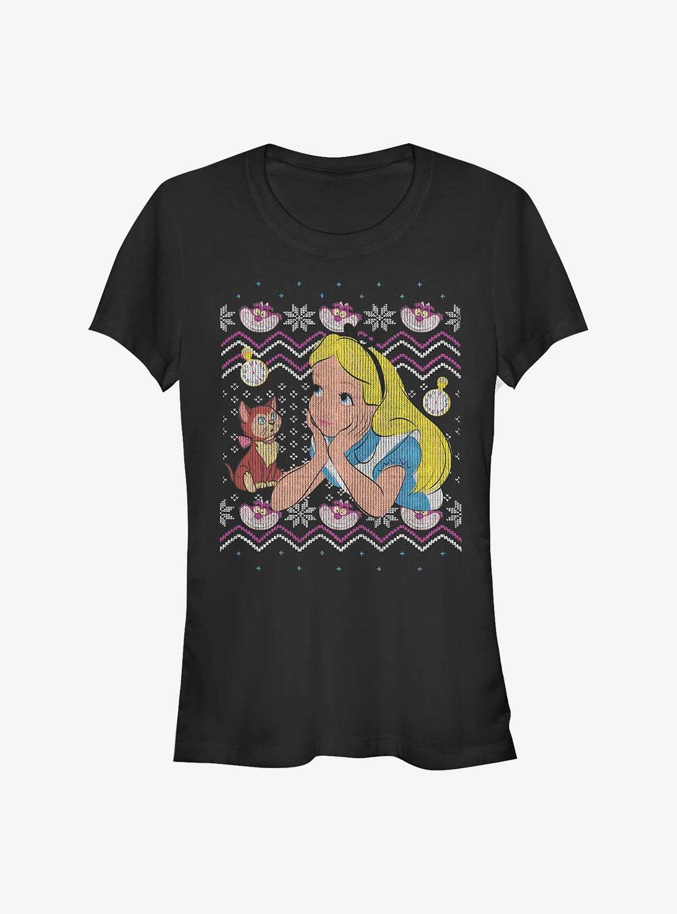 Disney Alice In Wonderland Ugly Sweater Girls T-Shirt, BLACK, hi-res