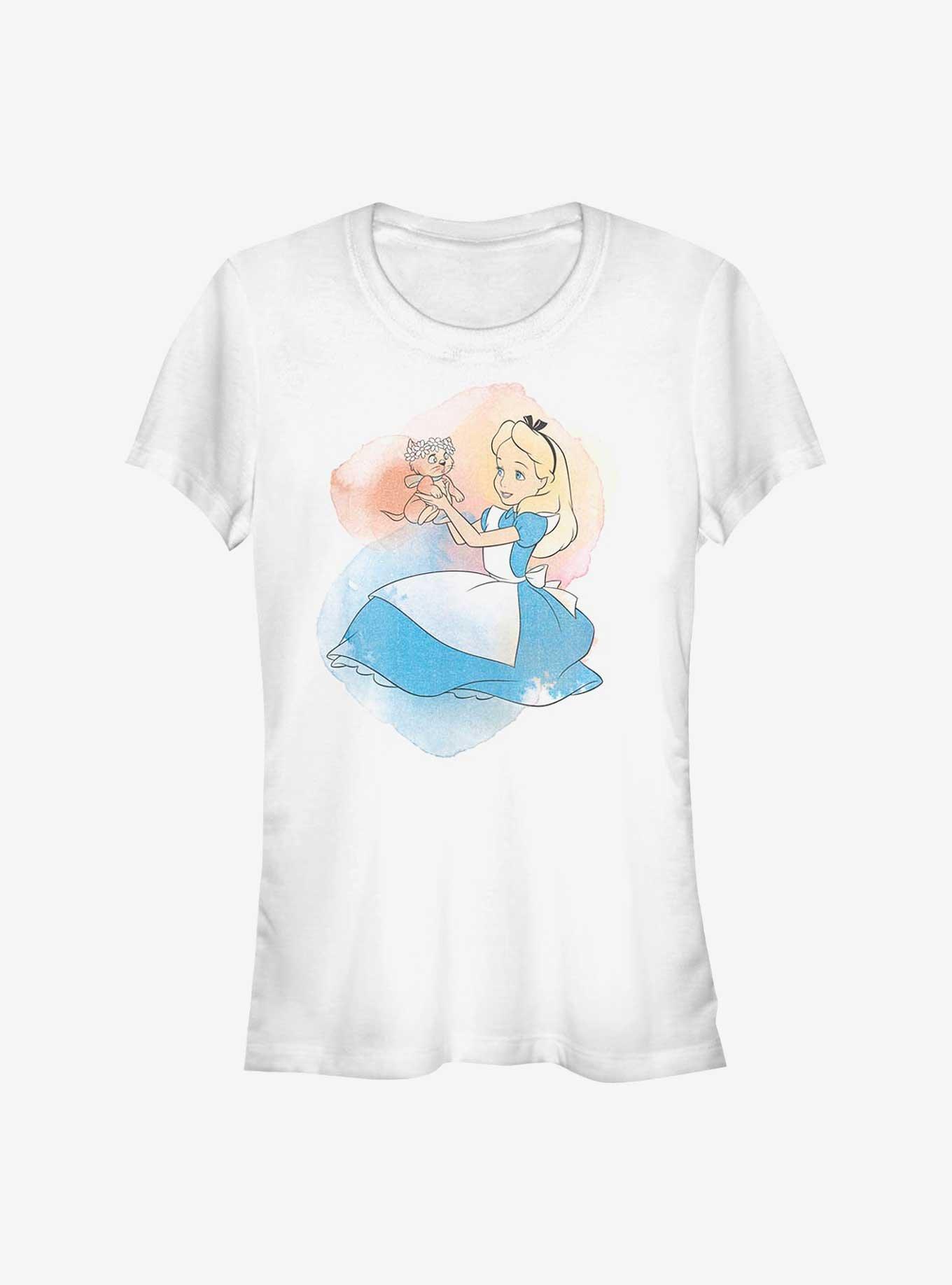 Disney Alice In Wonderland Watercolors Girls T-Shirt, WHITE, hi-res