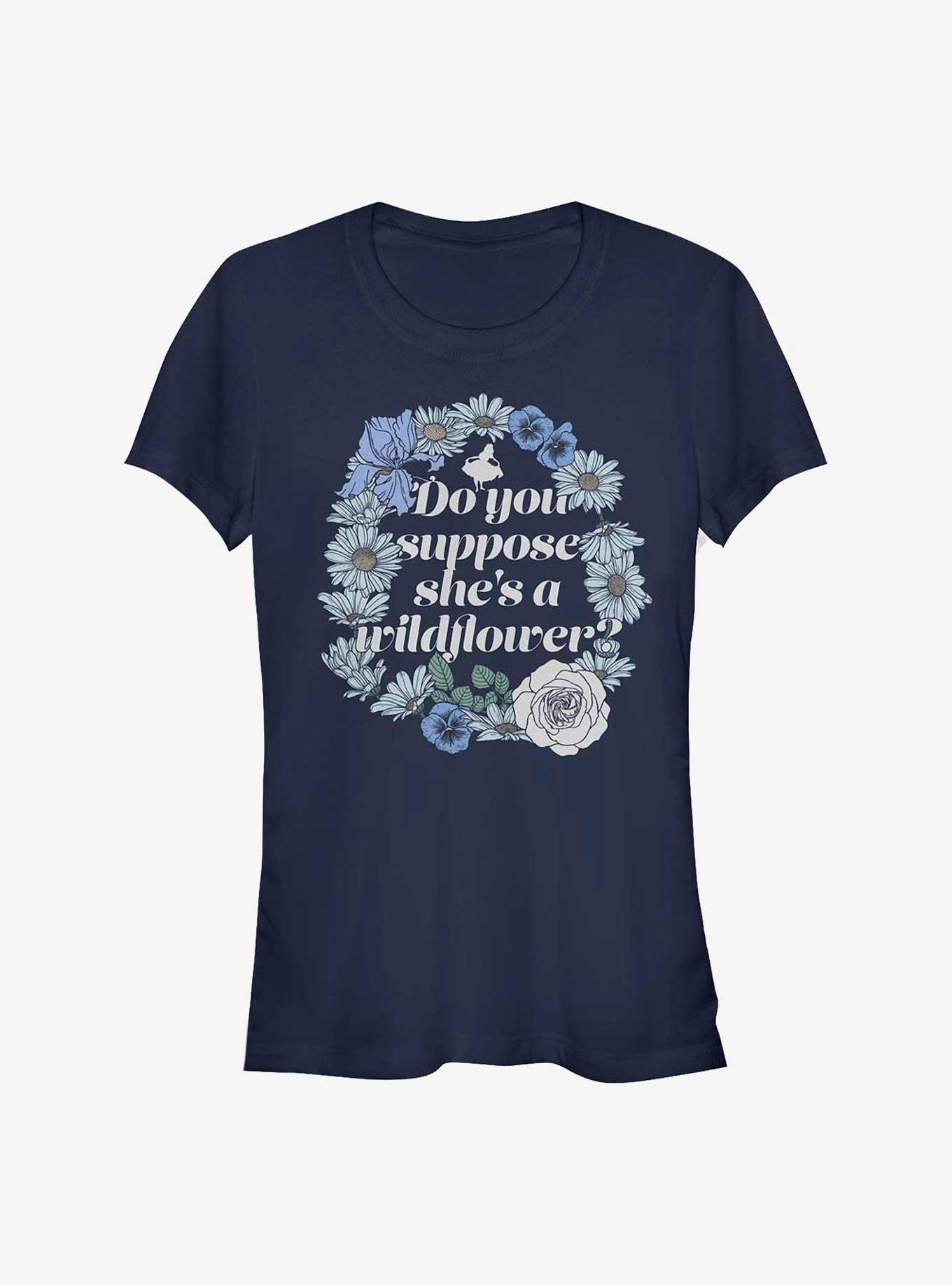 Disney Alice In Wonderland Wildflowers Girls T-Shirt, NAVY, hi-res