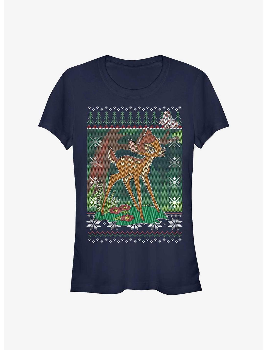 Disney Bambi Fair Isle Pattern Girls T-Shirt, NAVY, hi-res