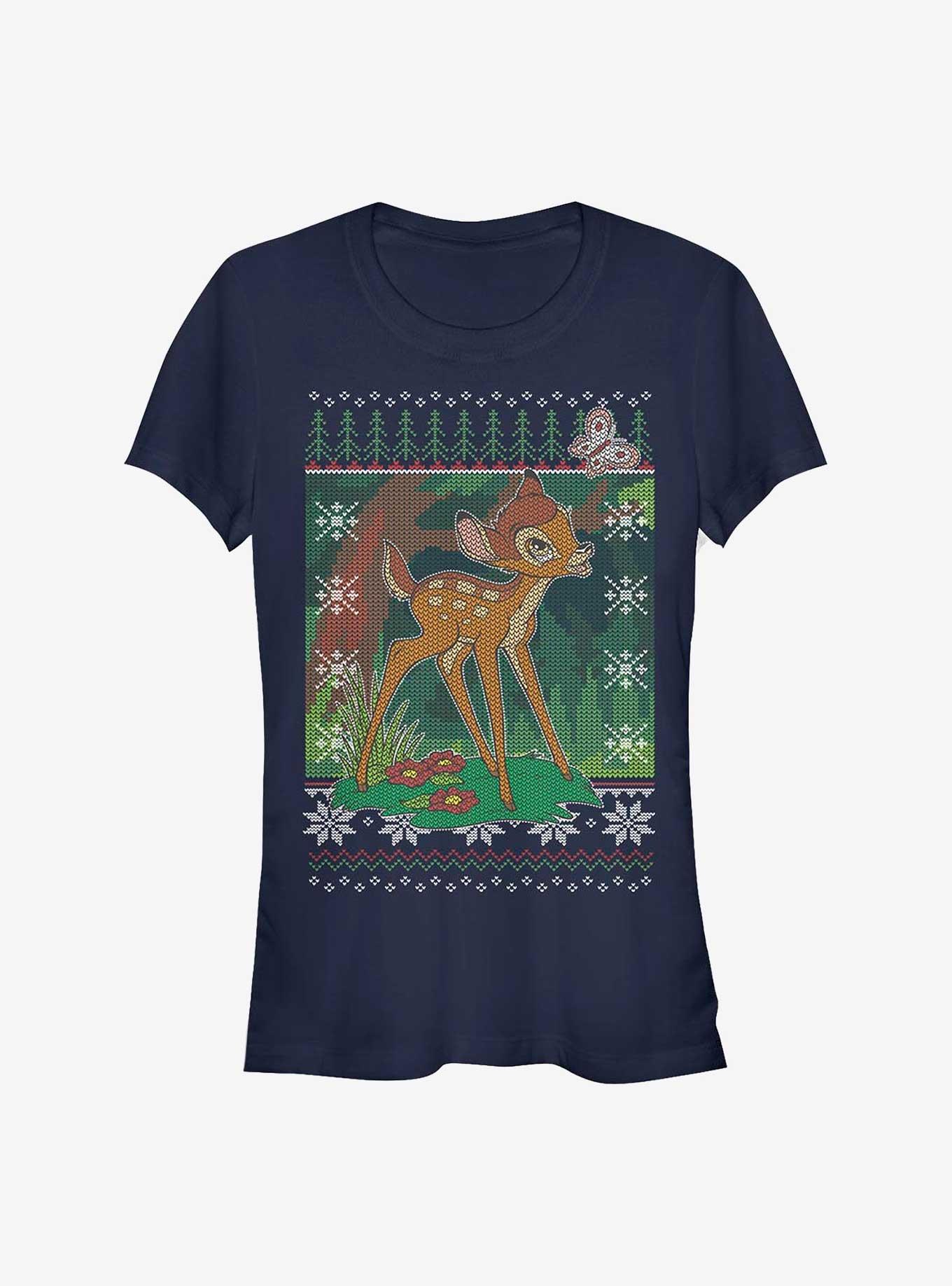 Disney Bambi Fair Isle Pattern Girls T-Shirt, NAVY, hi-res