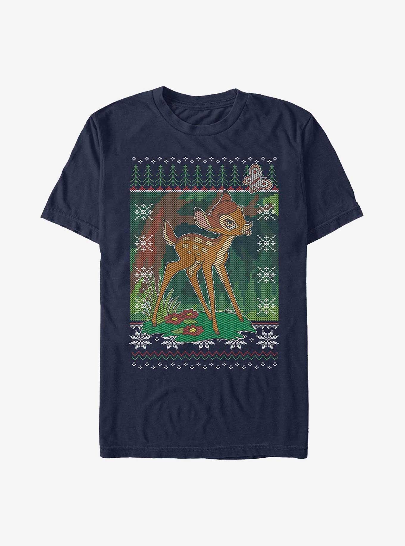 Disney Bambi Fair Isle Pattern T-Shirt, NAVY, hi-res