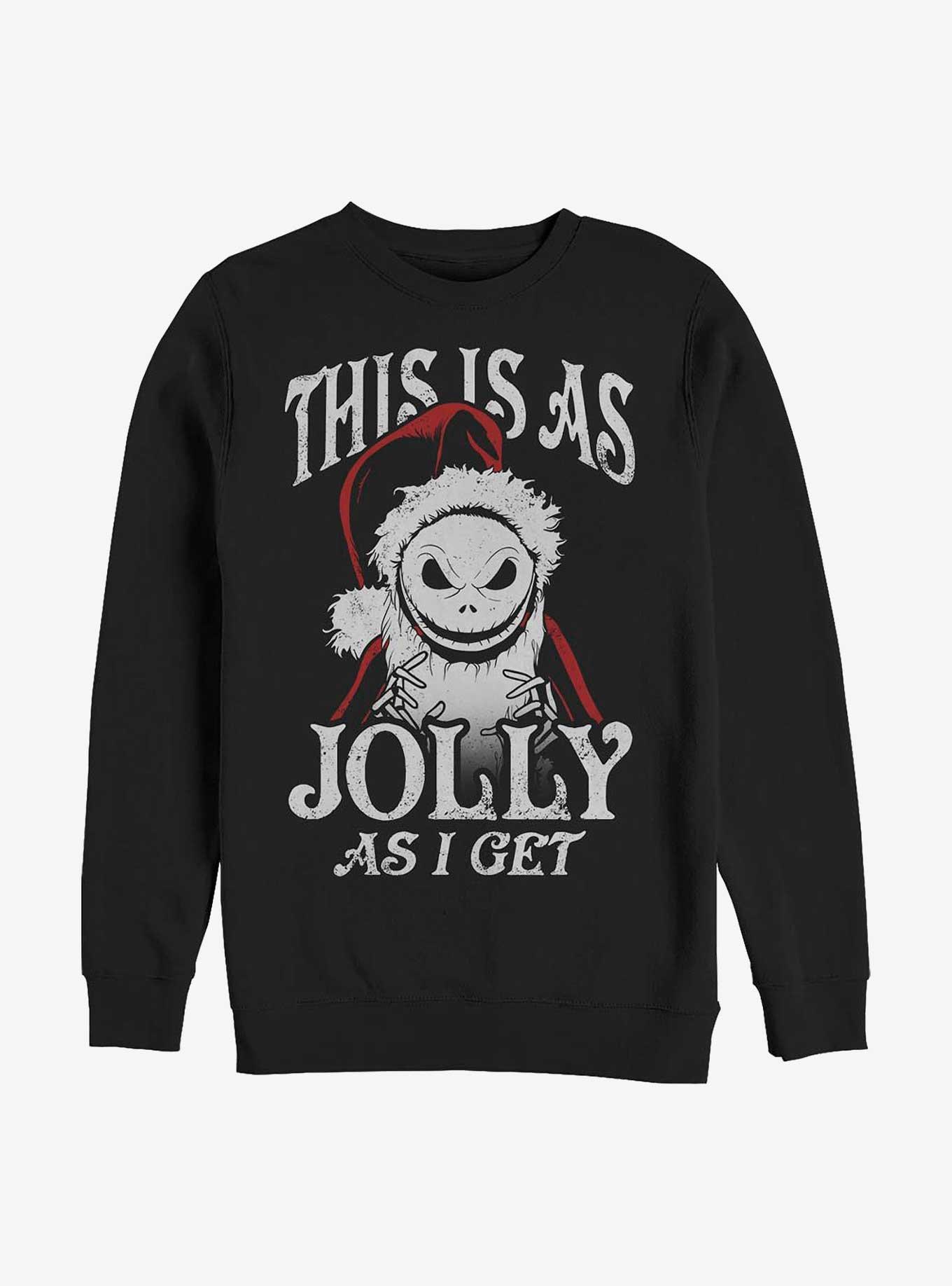 Disney The Nightmare Before Christmas This Is As Jolly As I Get Santa Jack Sweatshirt, BLACK, hi-res