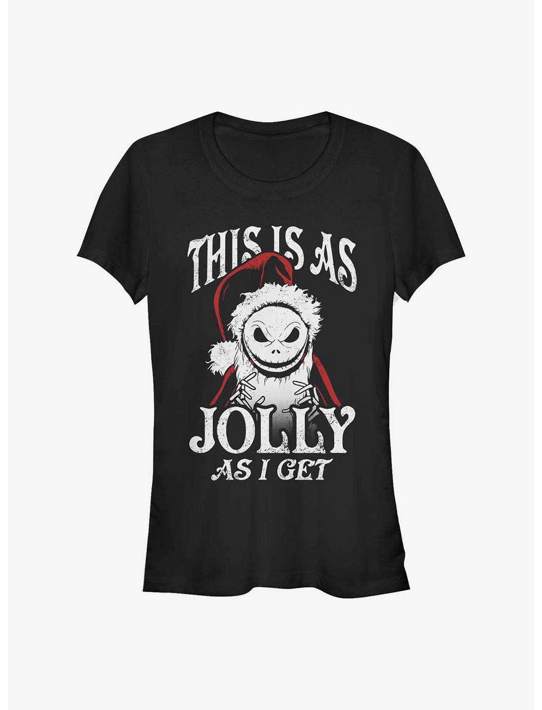 Disney The Nightmare Before Christmas This Is As Jolly As I Get Santa Jack Girls T-Shirt, BLACK, hi-res