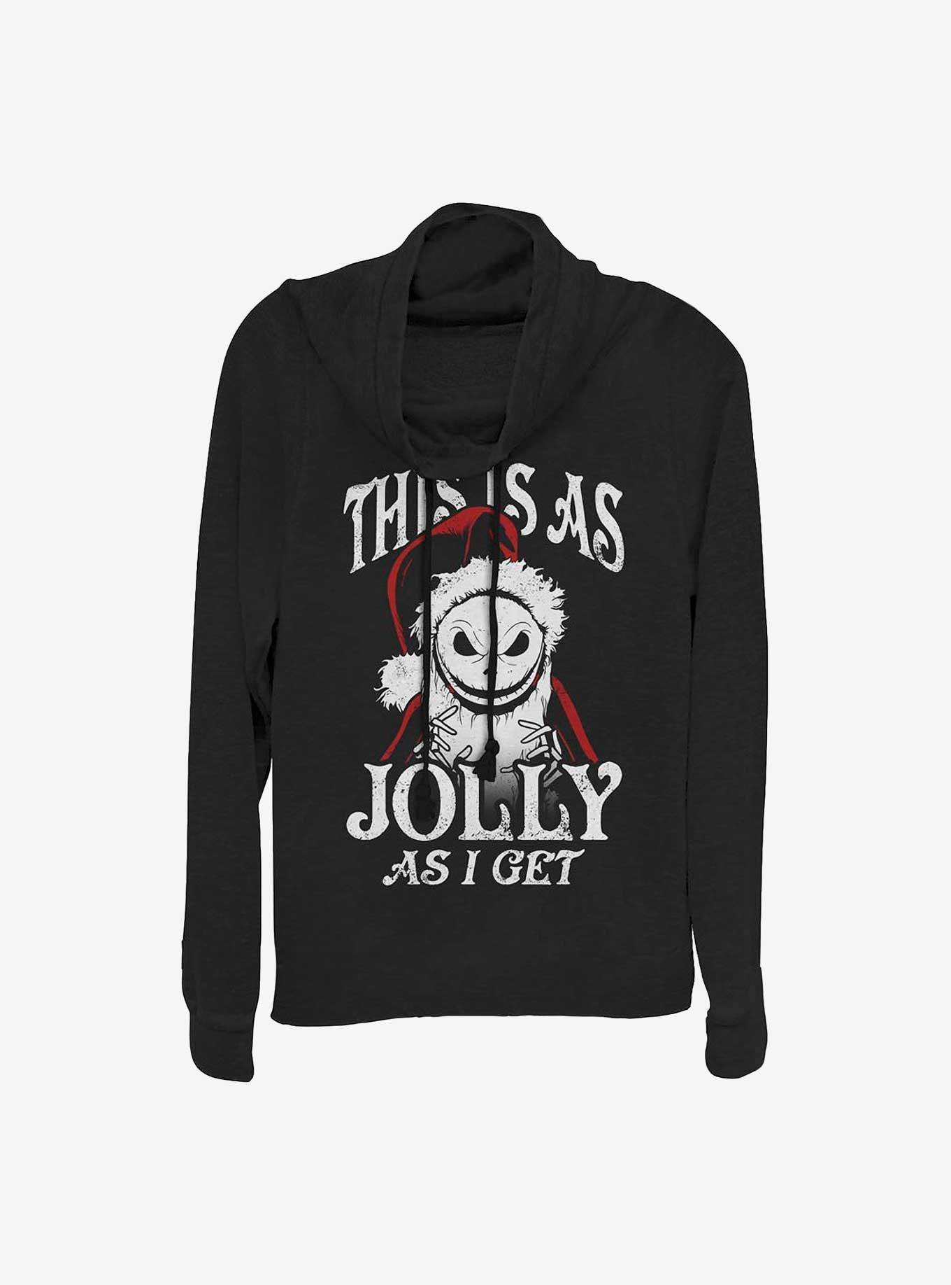 The Nightmare Before Christmas This Is As Jolly As I Get Santa Jack Cowlneck Long-Sleeve Girls T-Shirt, , hi-res
