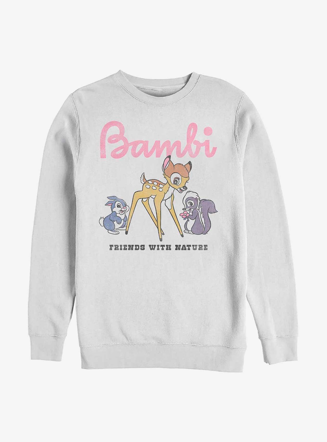 Disney Bambi Friends With Nature Sweatshirt, WHITE, hi-res