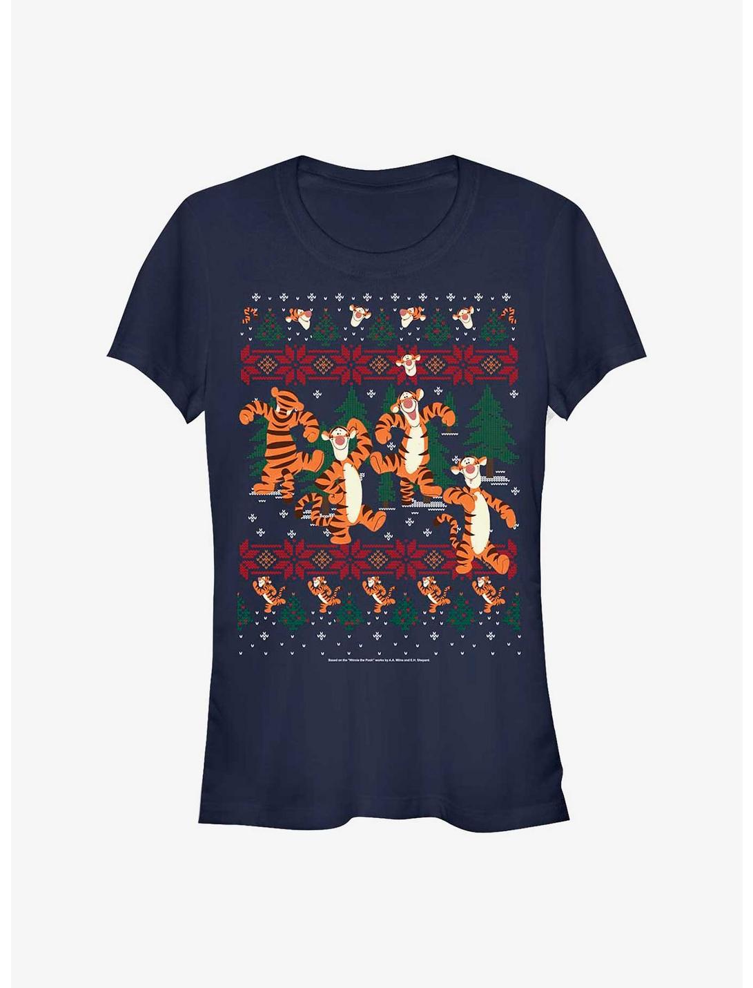 Disney Winnie The Pooh Tigger In The Woods Christmas Girls T-Shirt, NAVY, hi-res