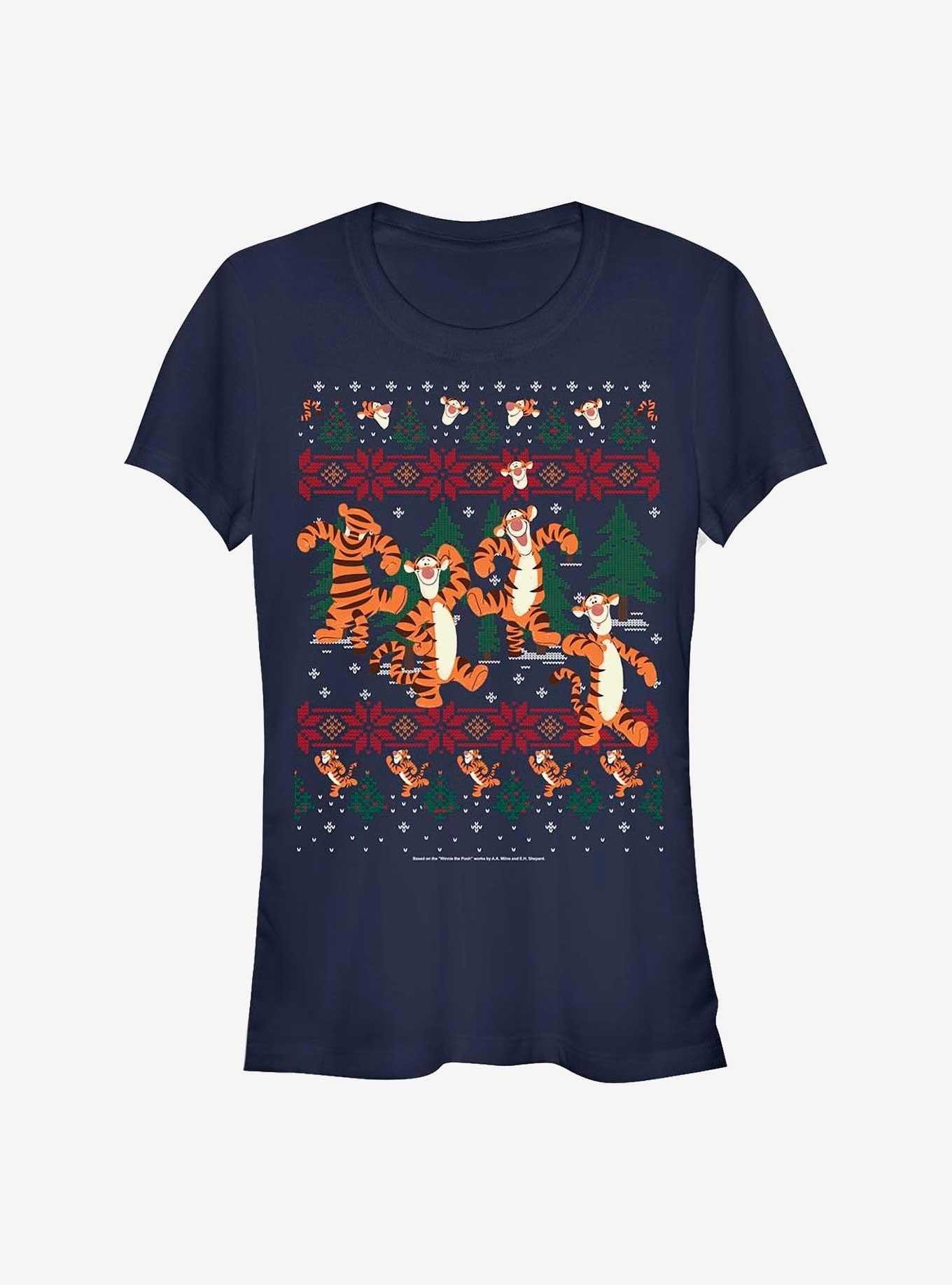 Disney Winnie The Pooh Tigger In The Woods Christmas Girls T-Shirt, NAVY, hi-res