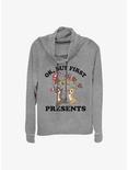 Disney Chip And Dale Ok But First Presents Cowlneck Long-Sleeve Girls T-Shirt, GRAY HTR, hi-res