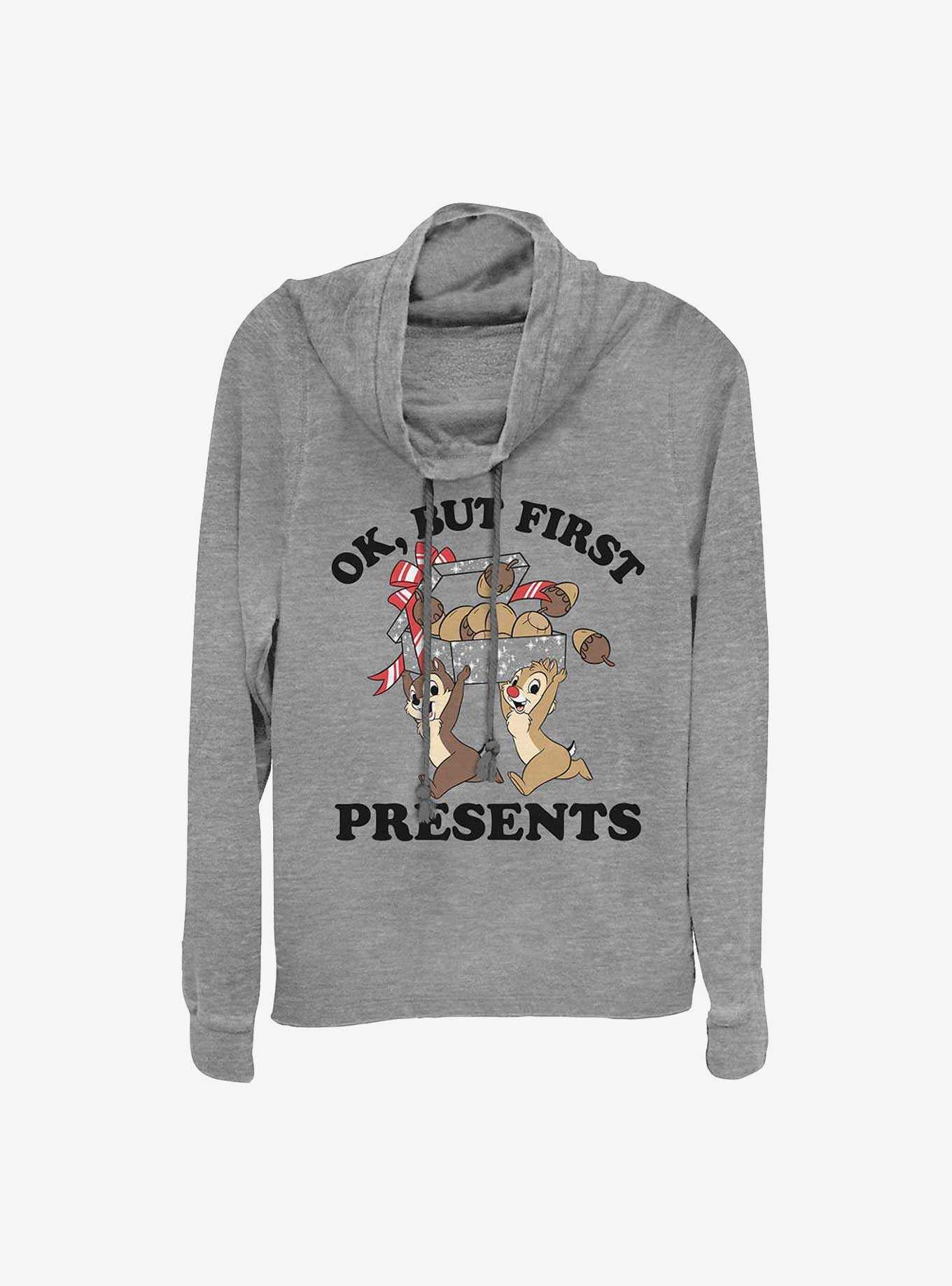 Disney Chip And Dale Ok But First Presents Cowlneck Long-Sleeve Girls T-Shirt, , hi-res