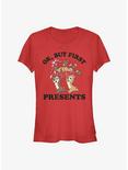 Disney Chip And Dale Ok But First Presents Girls T-Shirt, RED, hi-res