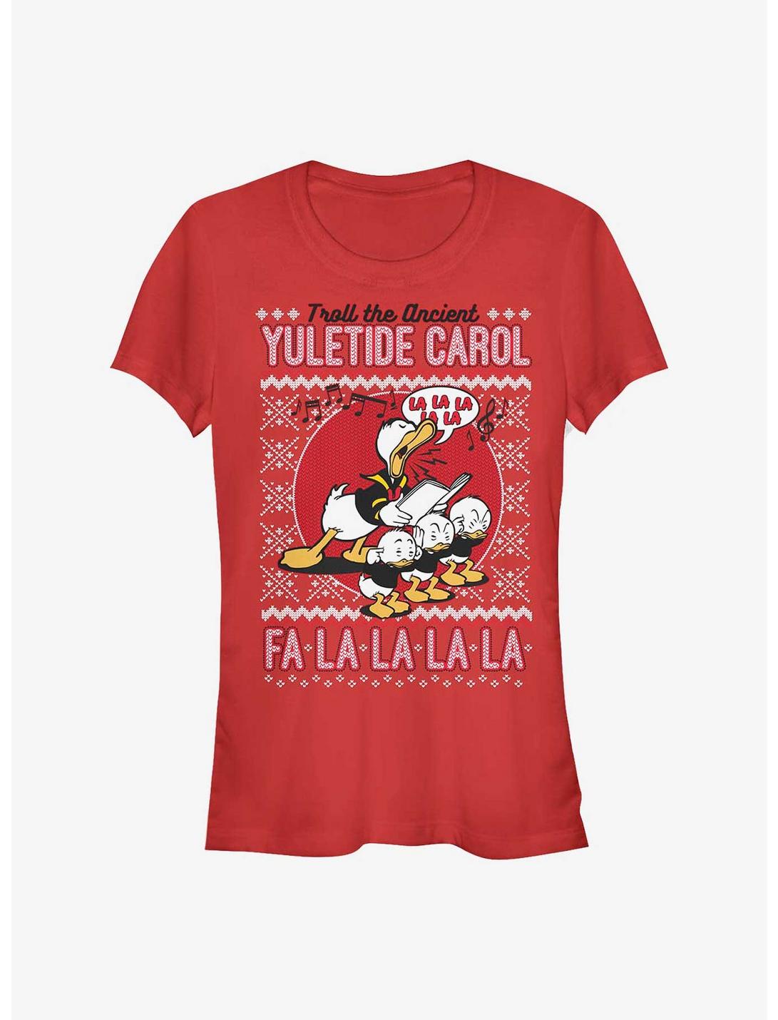 Disney Duck Tale Yuletide Donald Fa La La Girls T-Shirt, RED, hi-res