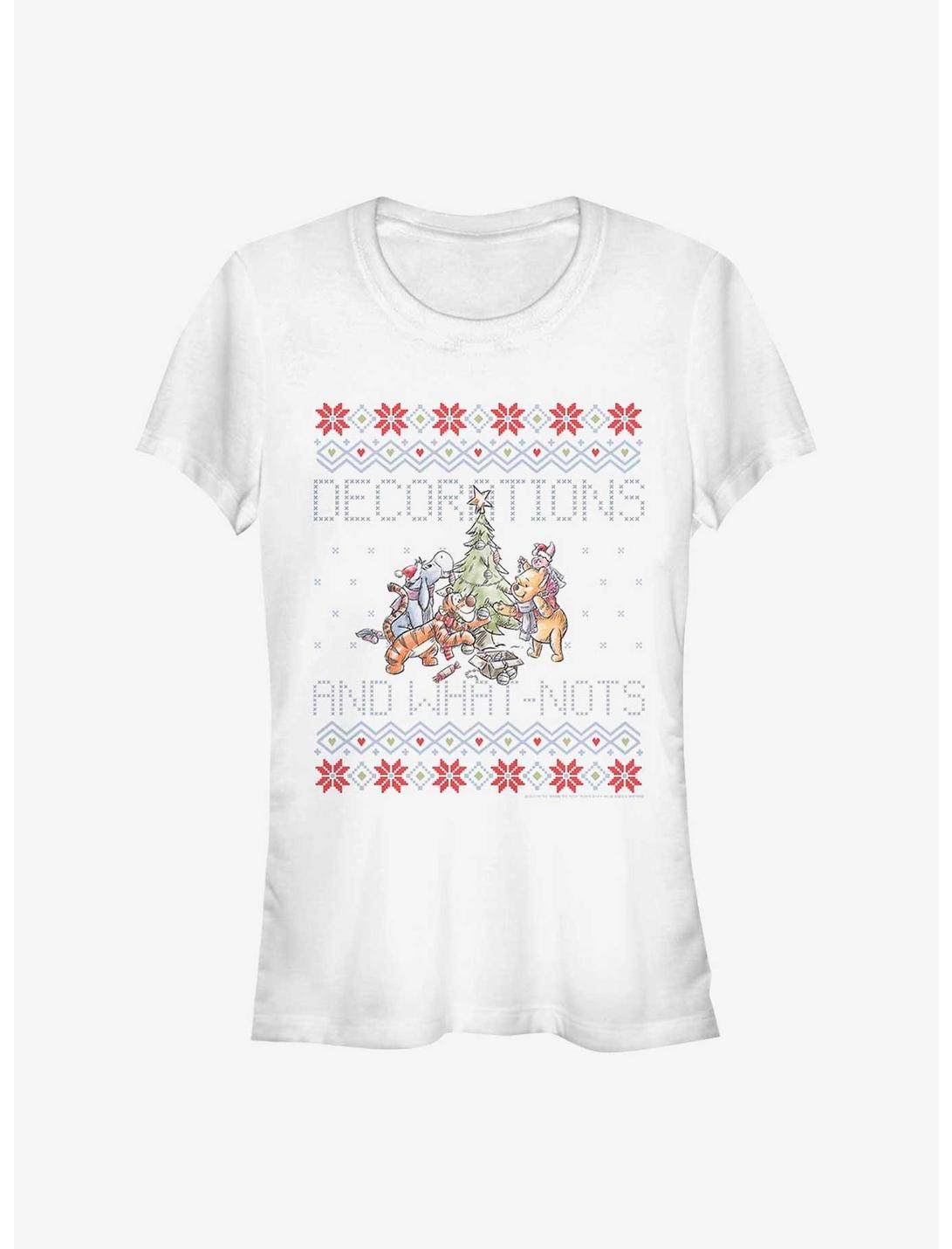 Disney Winnie The Pooh Decorations And What-Nots Ugly Christmas Girls T-Shirt, WHITE, hi-res