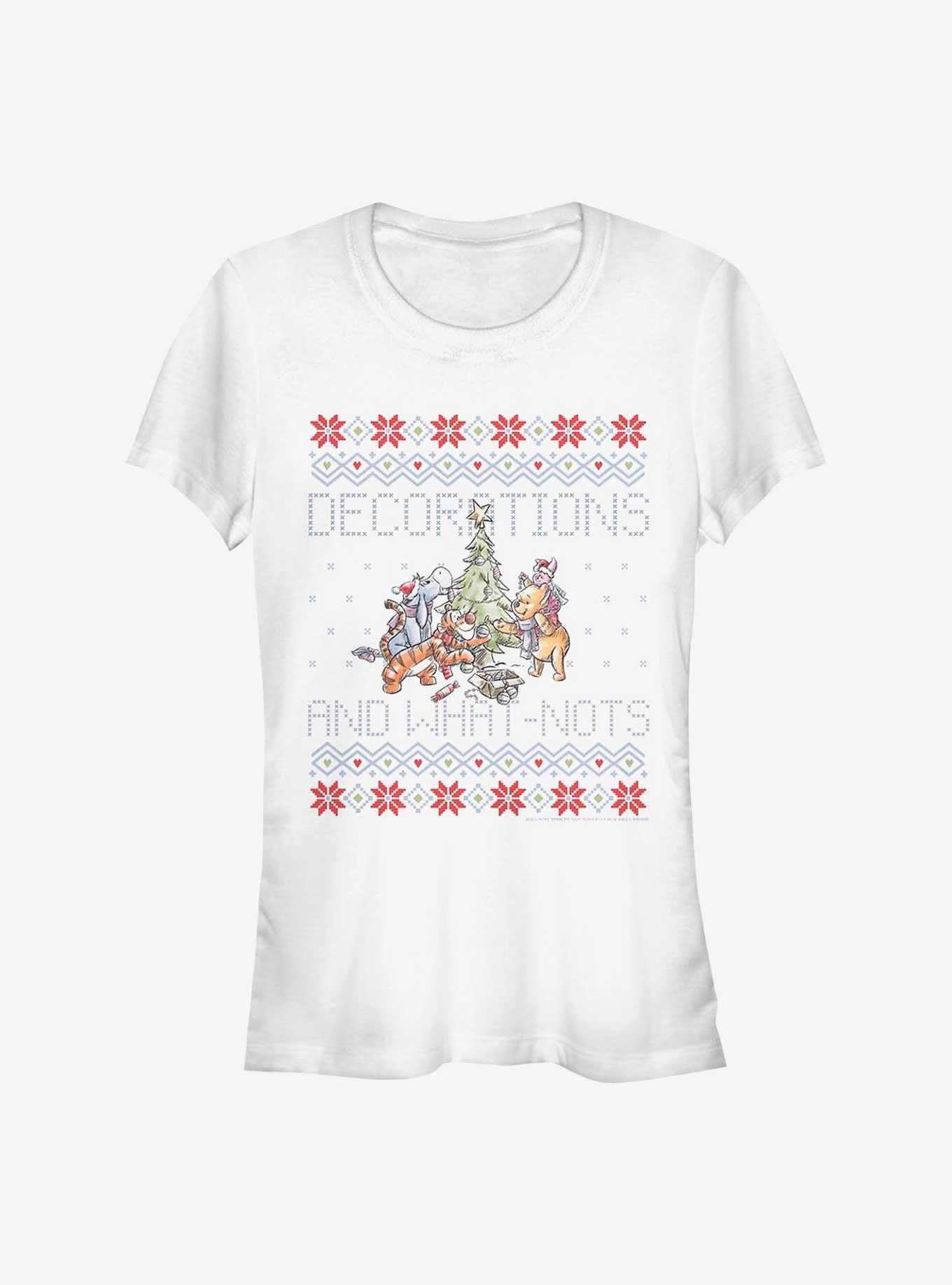 Disney Winnie The Pooh Decorations And What-Nots Ugly Christmas Girls T-Shirt, WHITE, hi-res