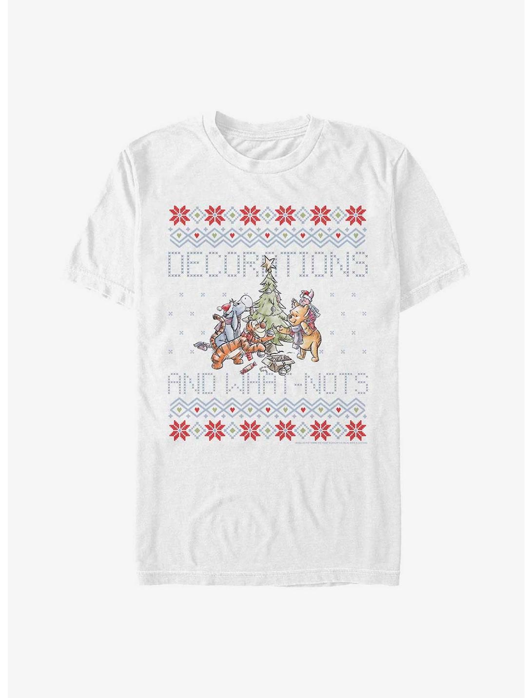 Disney Winnie The Pooh Fair Isle Decorations And What Nots Christmas T-Shirt, WHITE, hi-res