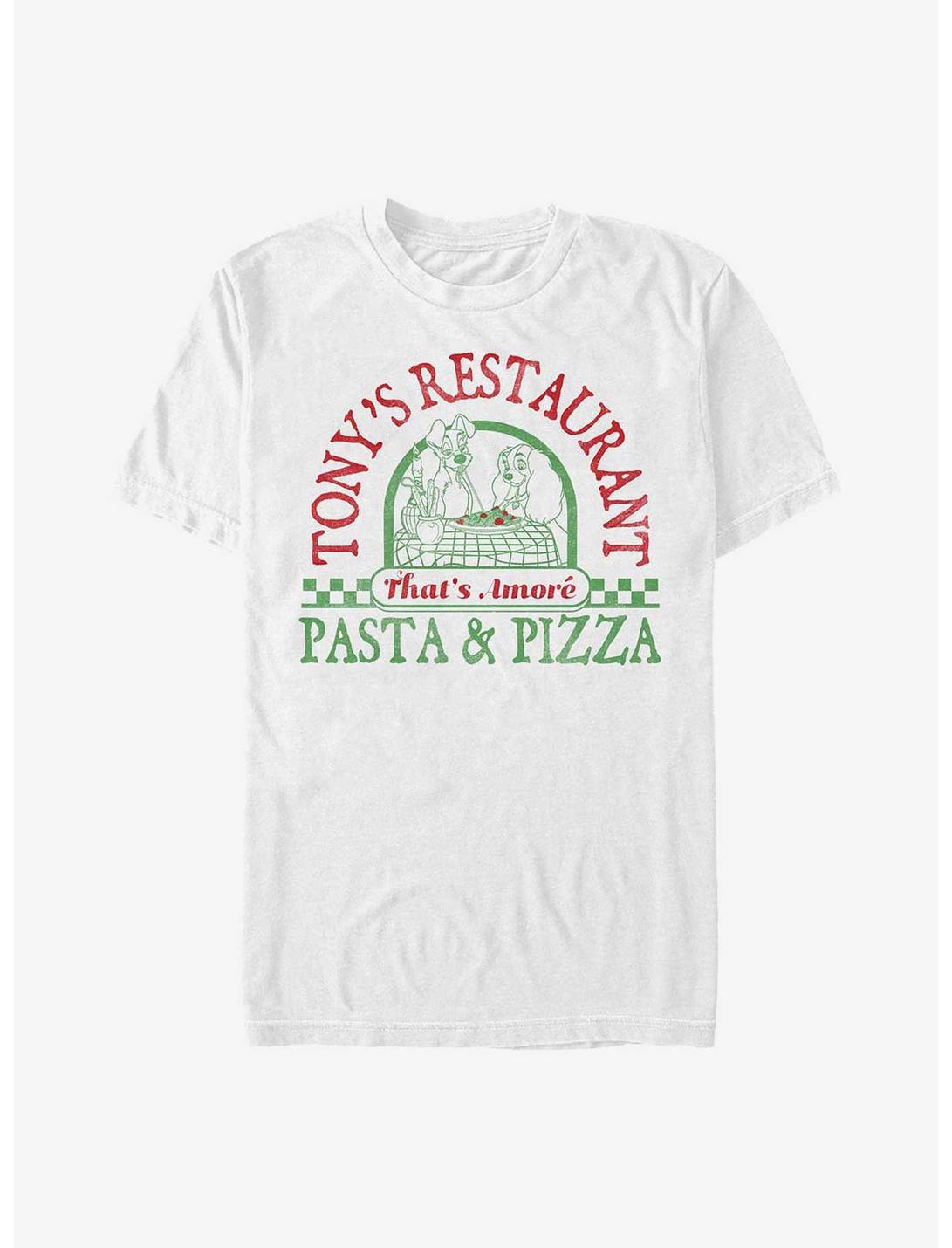 Disney Lady And The Tramp Tony's Restaurant Pasta & Pizza T-Shirt, WHITE, hi-res