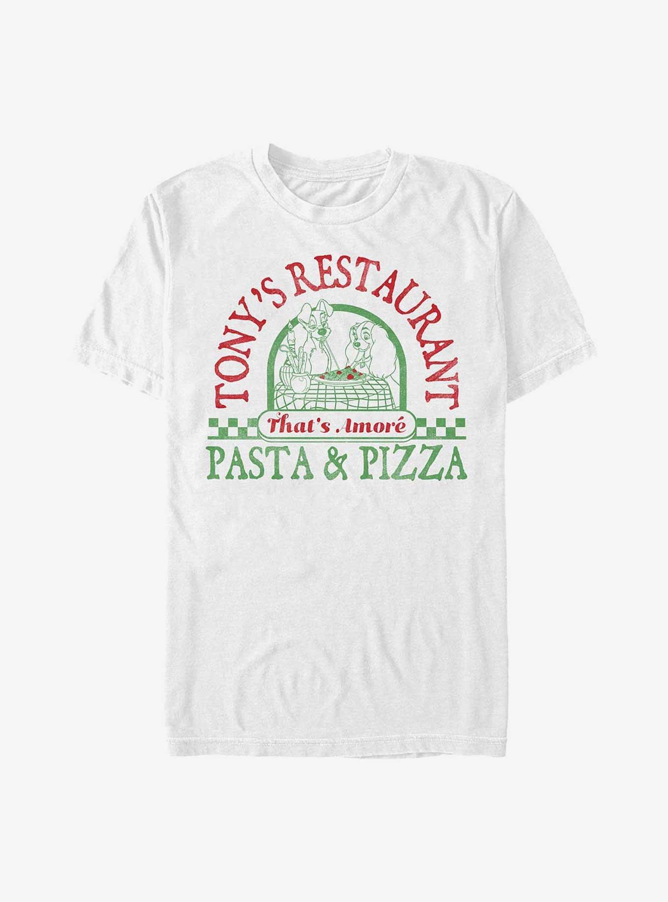 Disney Lady And The Tramp Tony's Restaurant Pasta & Pizza T-Shirt, WHITE, hi-res
