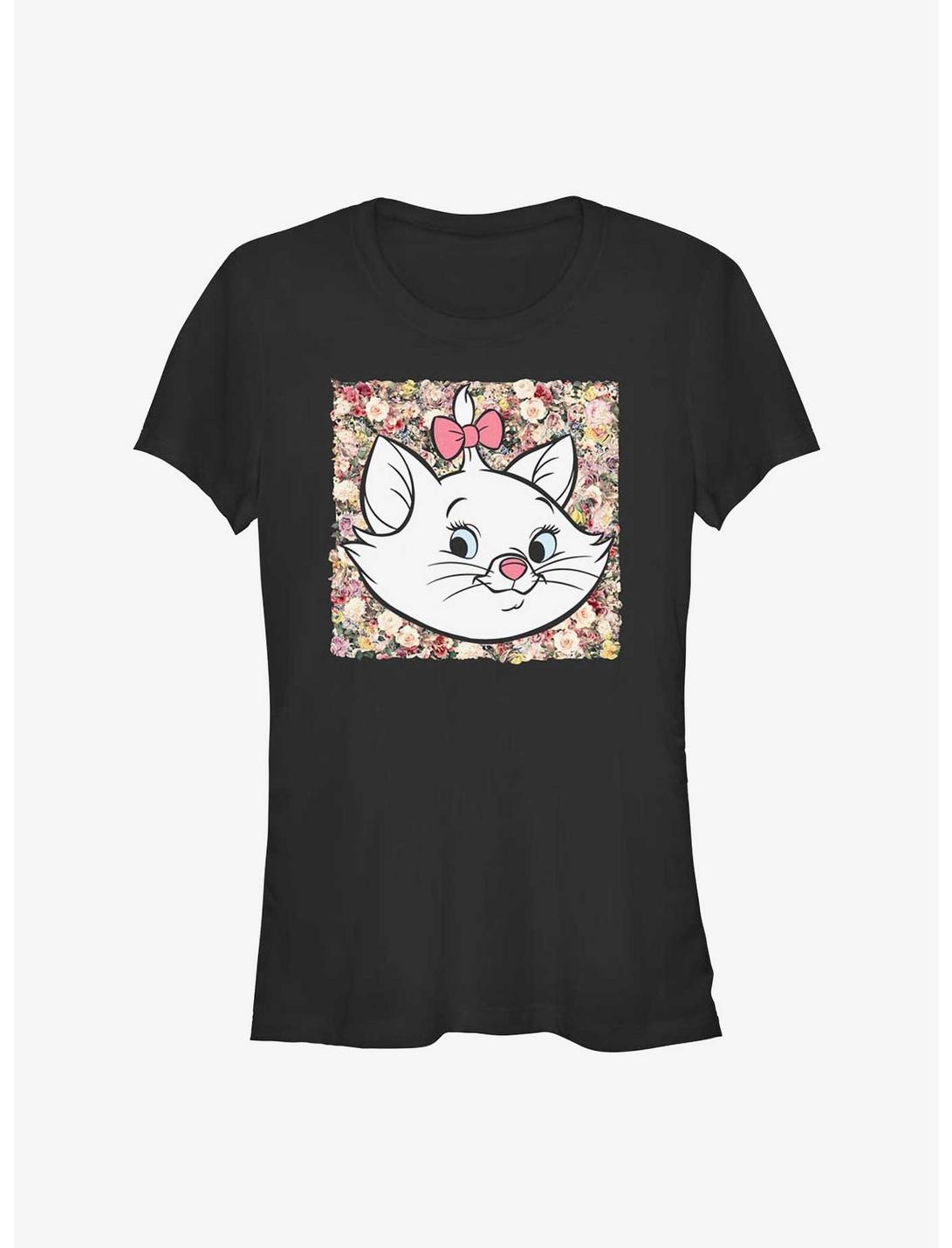 Disney The Aristocats Boxed Floral Marie Girls T-Shirt, BLACK, hi-res