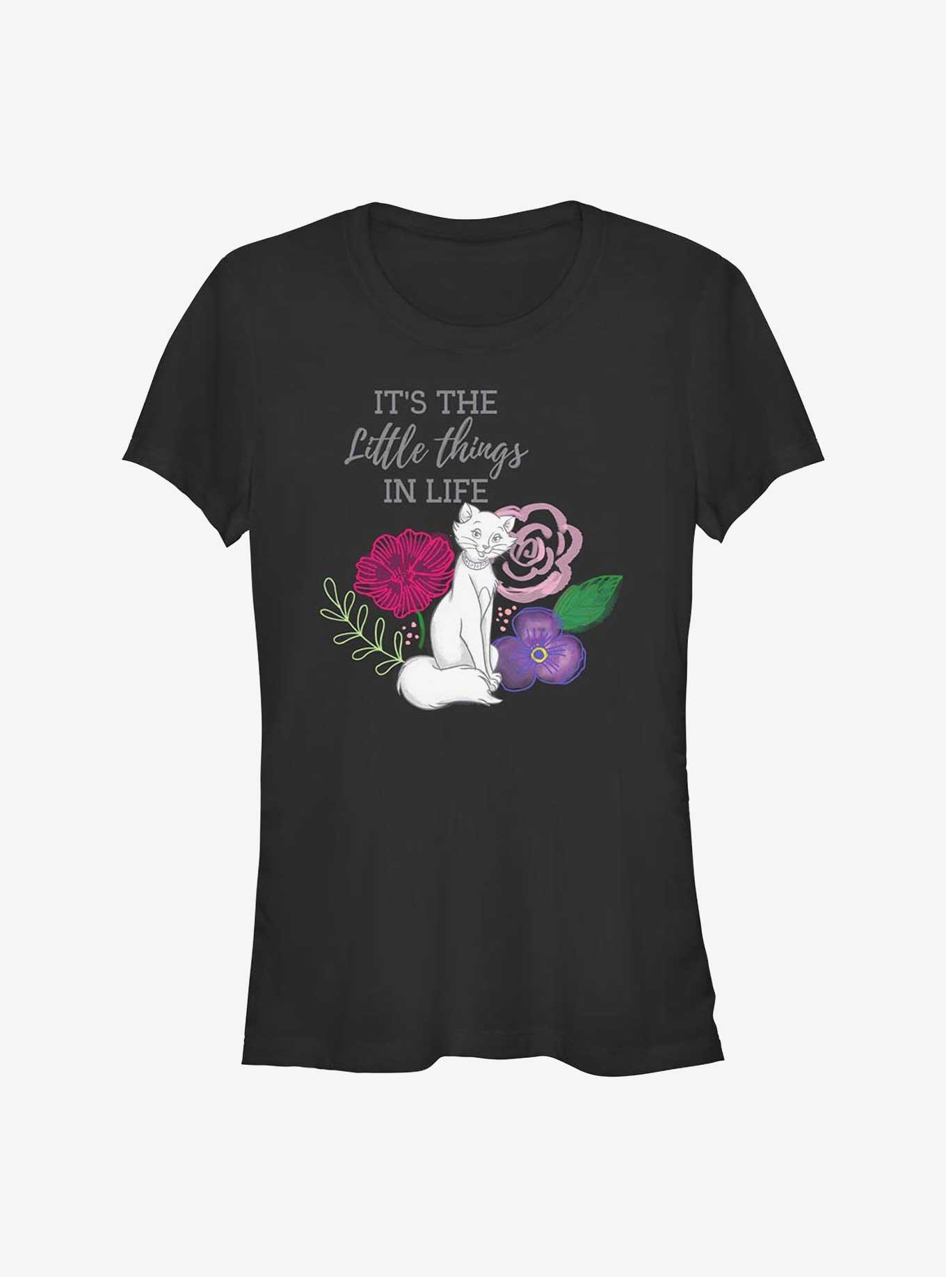 Disney The Aristocats Duchess Its The Little Things In Life Floral Girls T-Shirt, BLACK, hi-res