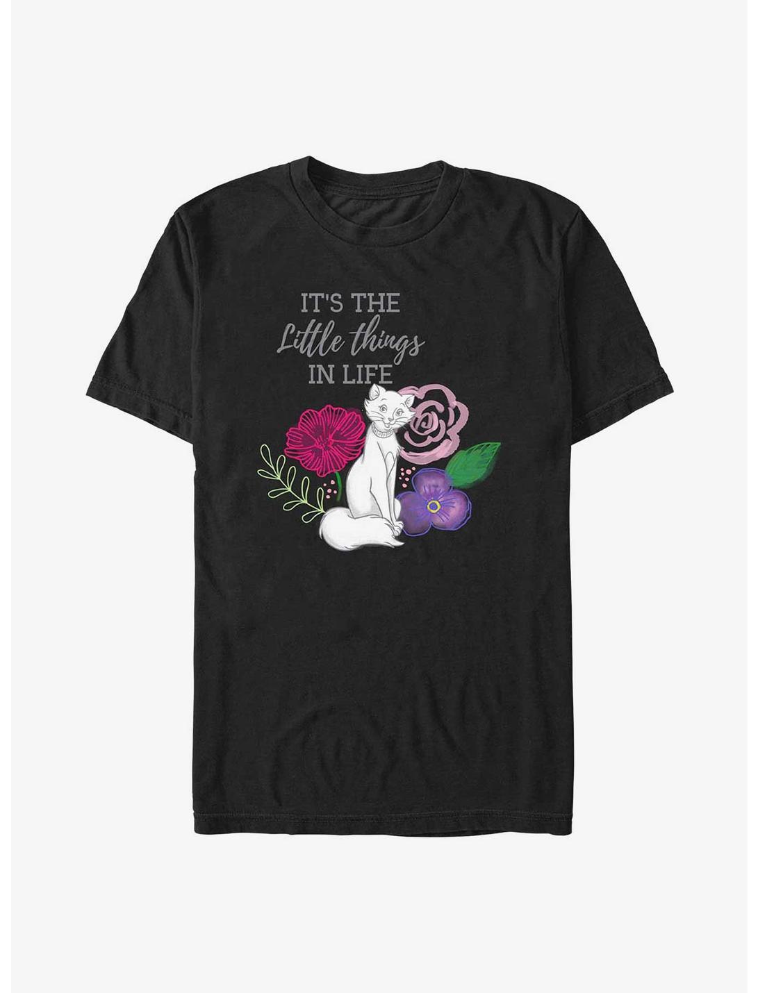 Disney The Aristocats Duchess Its The Little Things In Life Floral T-Shirt, BLACK, hi-res