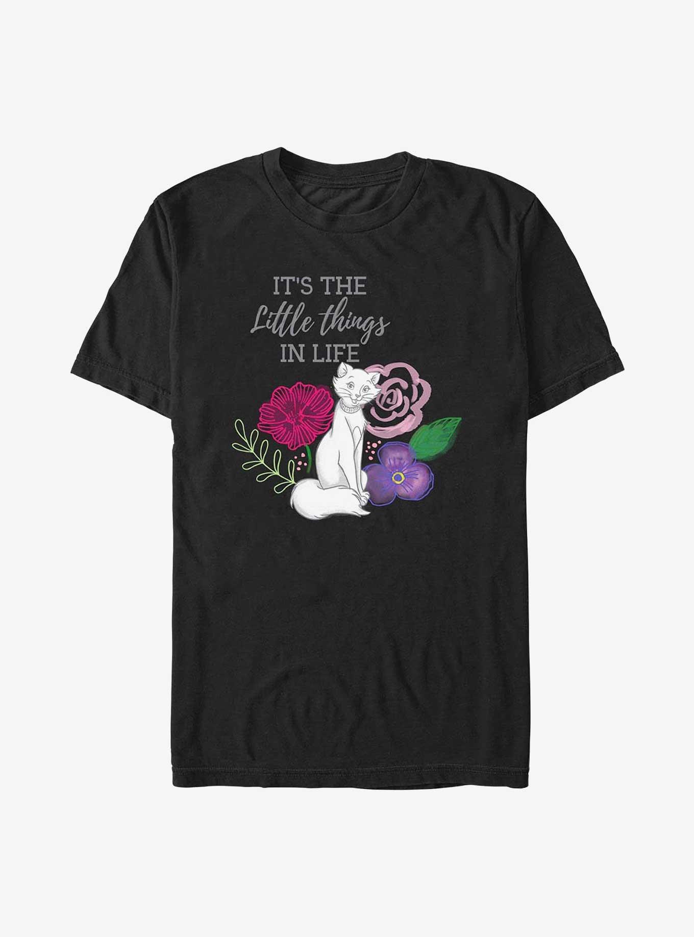 Disney The Aristocats Duchess Its The Little Things In Life Floral T-Shirt, BLACK, hi-res