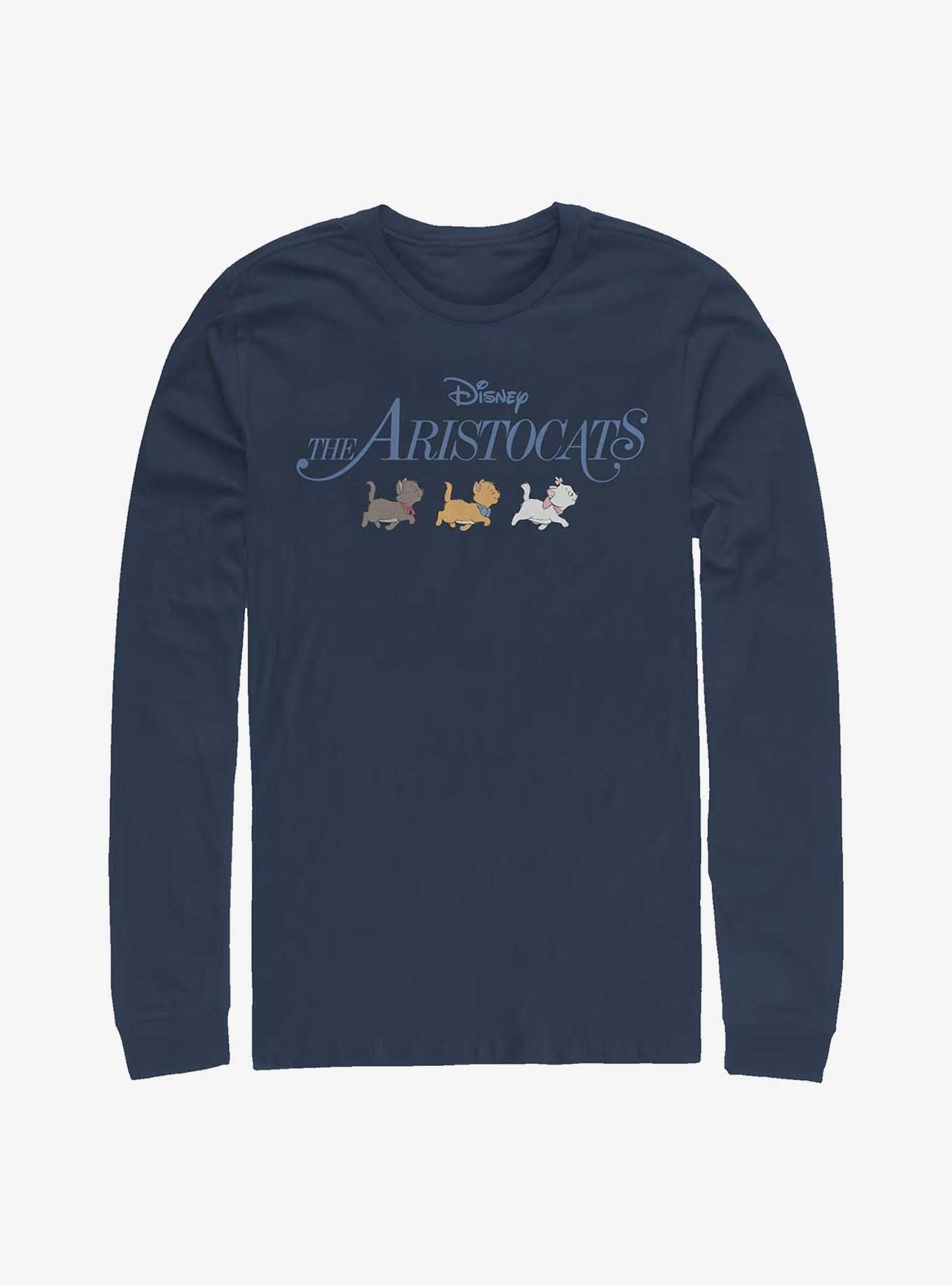 Disney The Aristocats Kitten Walk Logo Long Sleeve T-Shirt, NAVY, hi-res