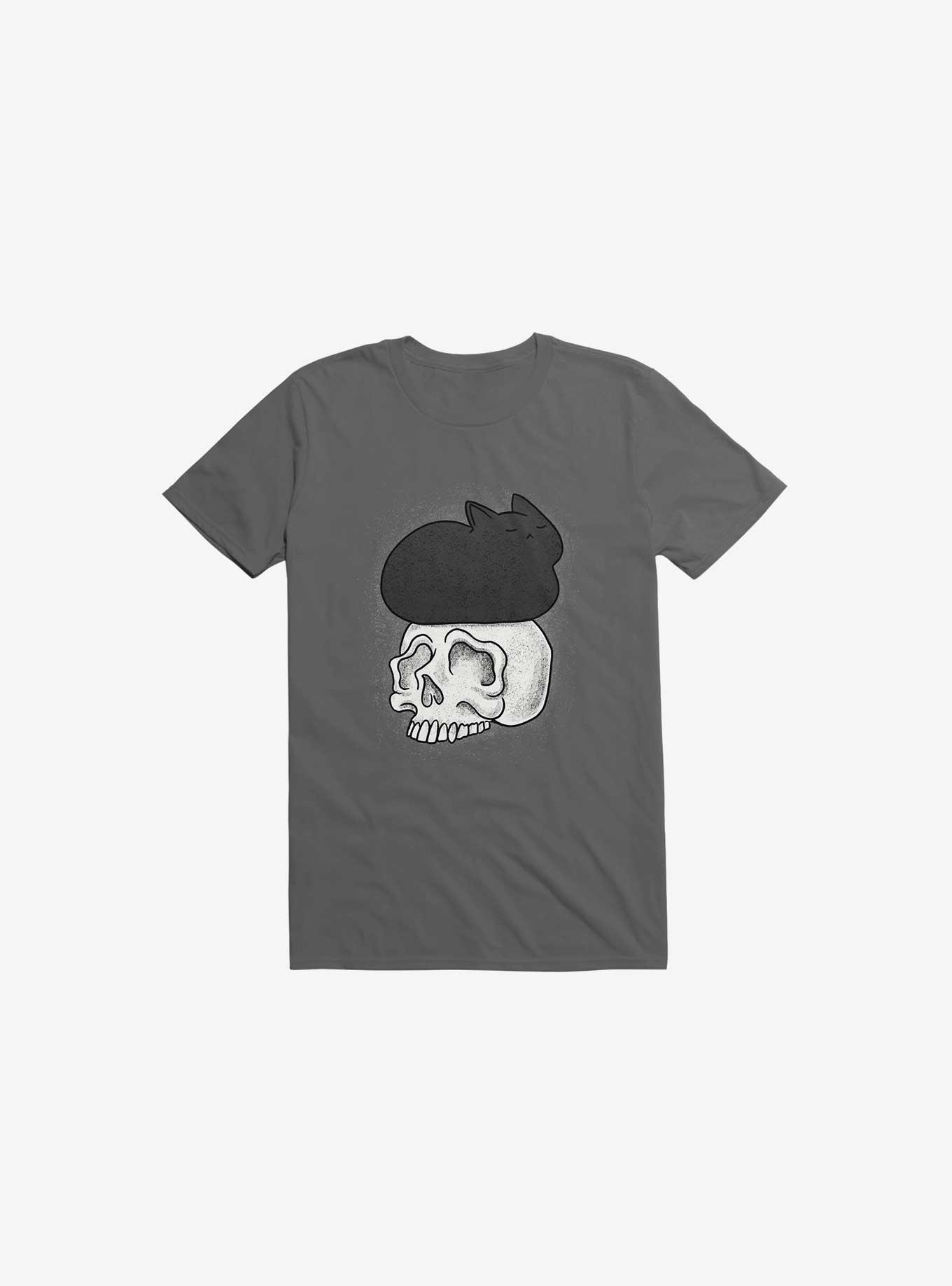 Cat Skull Asphalt Grey T-Shirt, ASPHALT, hi-res
