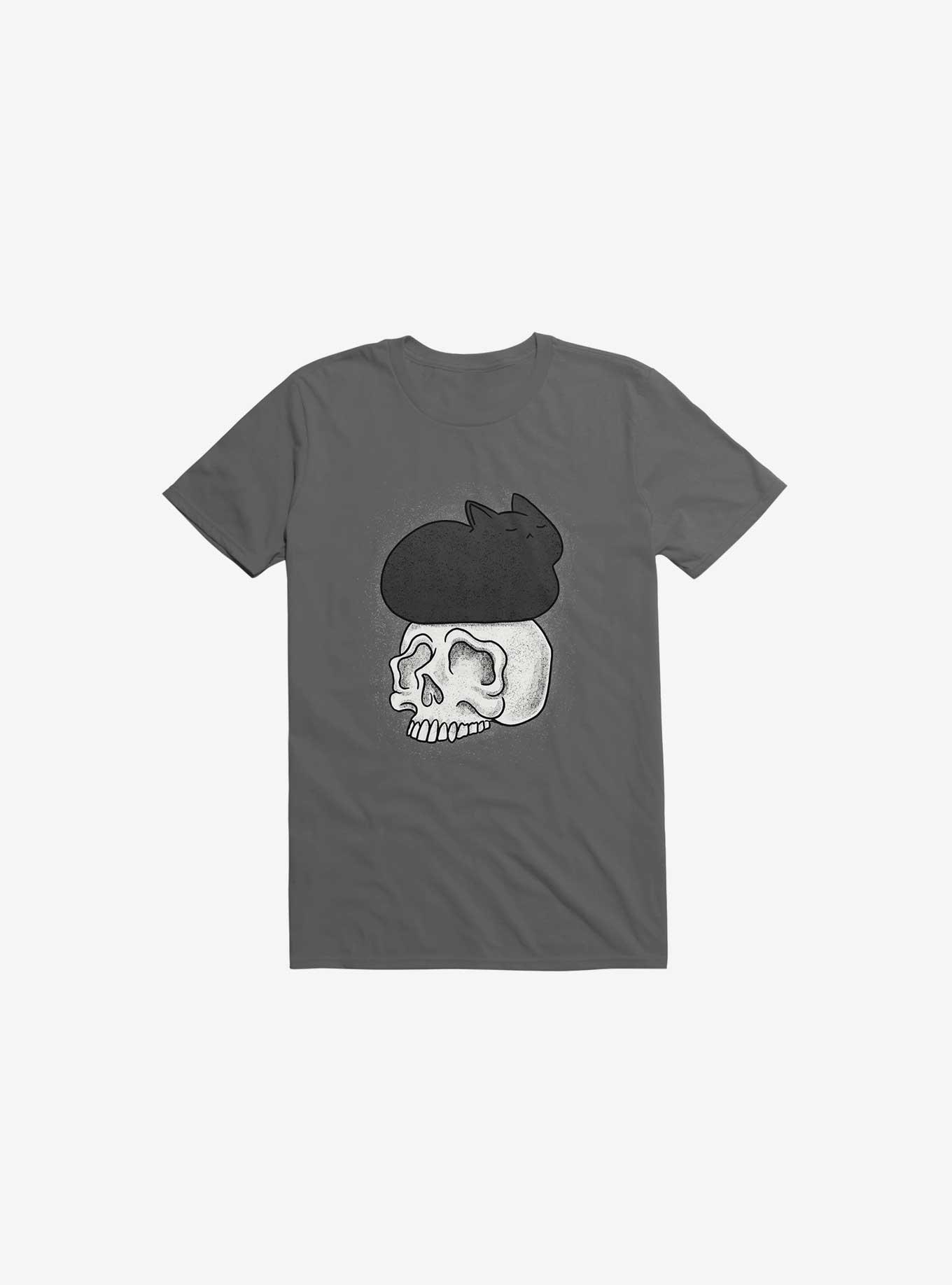 Cat Skull Asphalt Grey T-Shirt, , hi-res