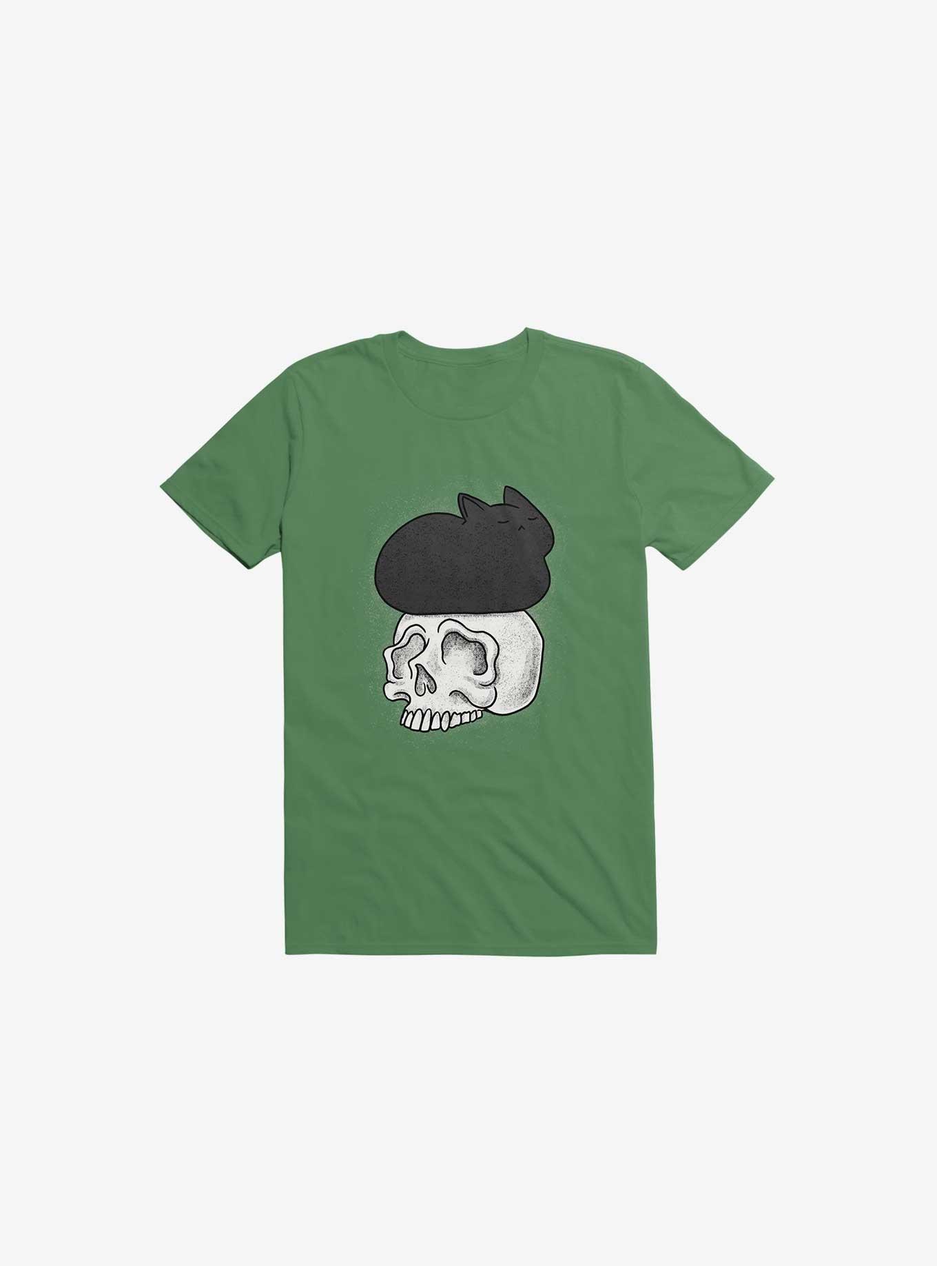 Cat Skull Kelly Green T-Shirt, , hi-res