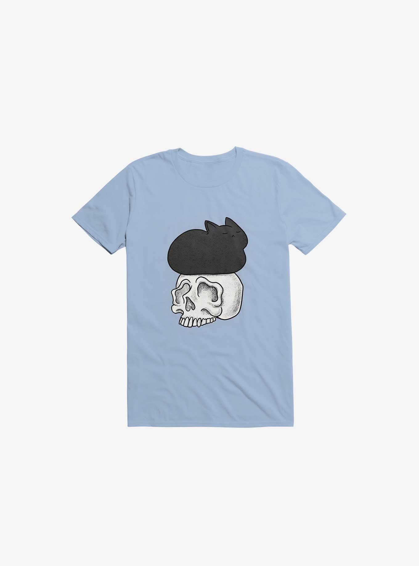 Cat Skull Light Blue T-Shirt, LIGHT BLUE, hi-res