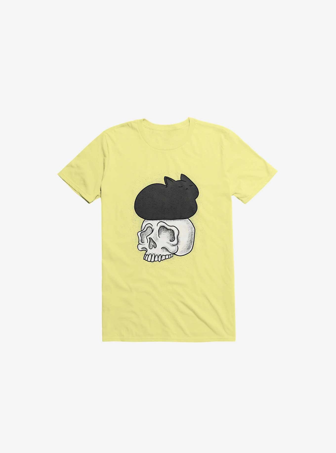 Cat Skull Corn Silk Yellow T-Shirt, , hi-res