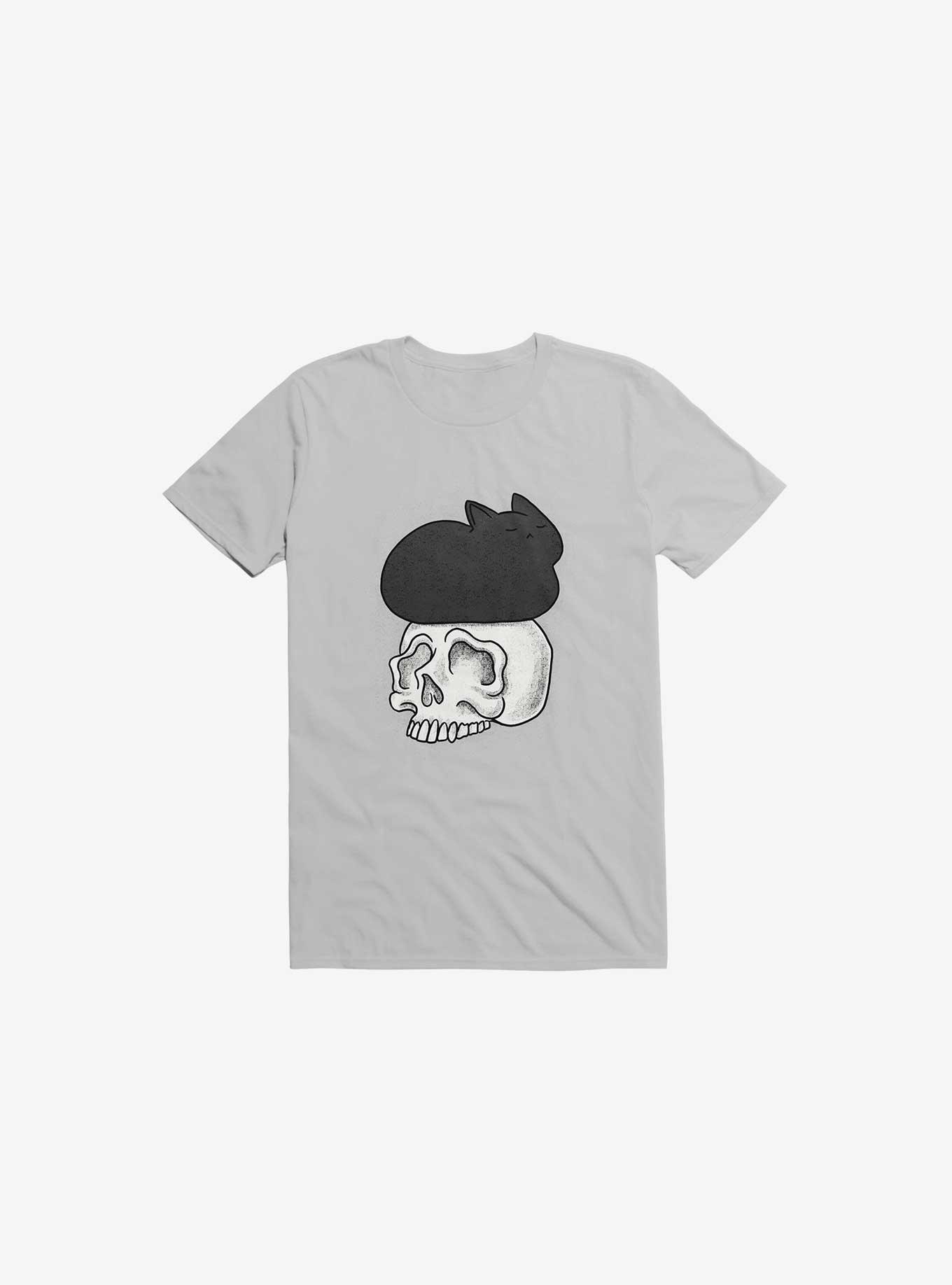 Cat Skull Ice Grey T-Shirt, , hi-res