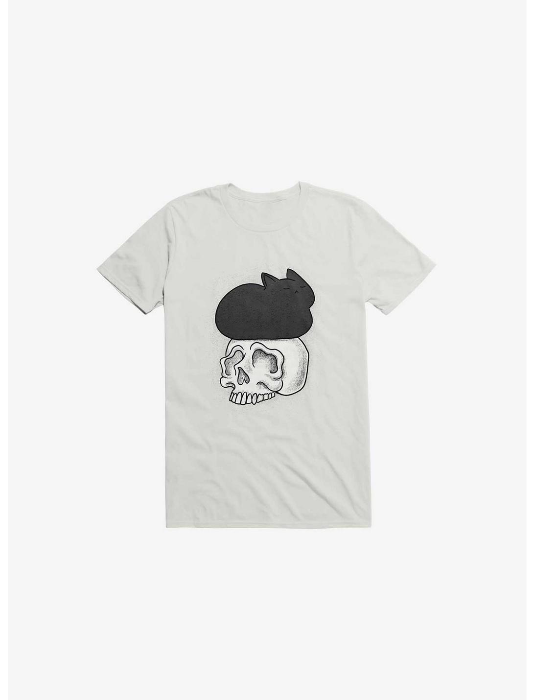Cat Skull White T-Shirt, WHITE, hi-res