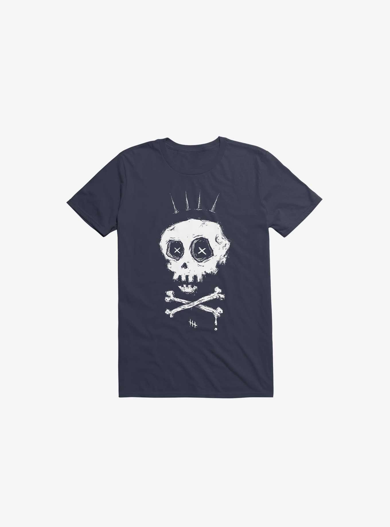 Crown Old Bones Navy Blue T-Shirt, NAVY, hi-res