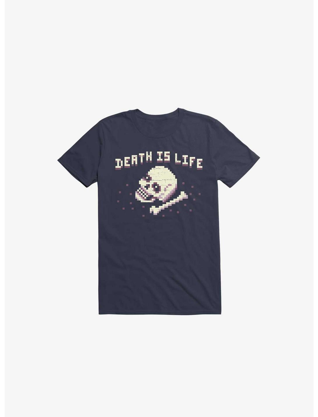 Death Is Life Skull Navy Blue T-Shirt, NAVY, hi-res