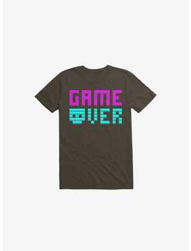 Game Over Skull Brown T-Shirt, , hi-res
