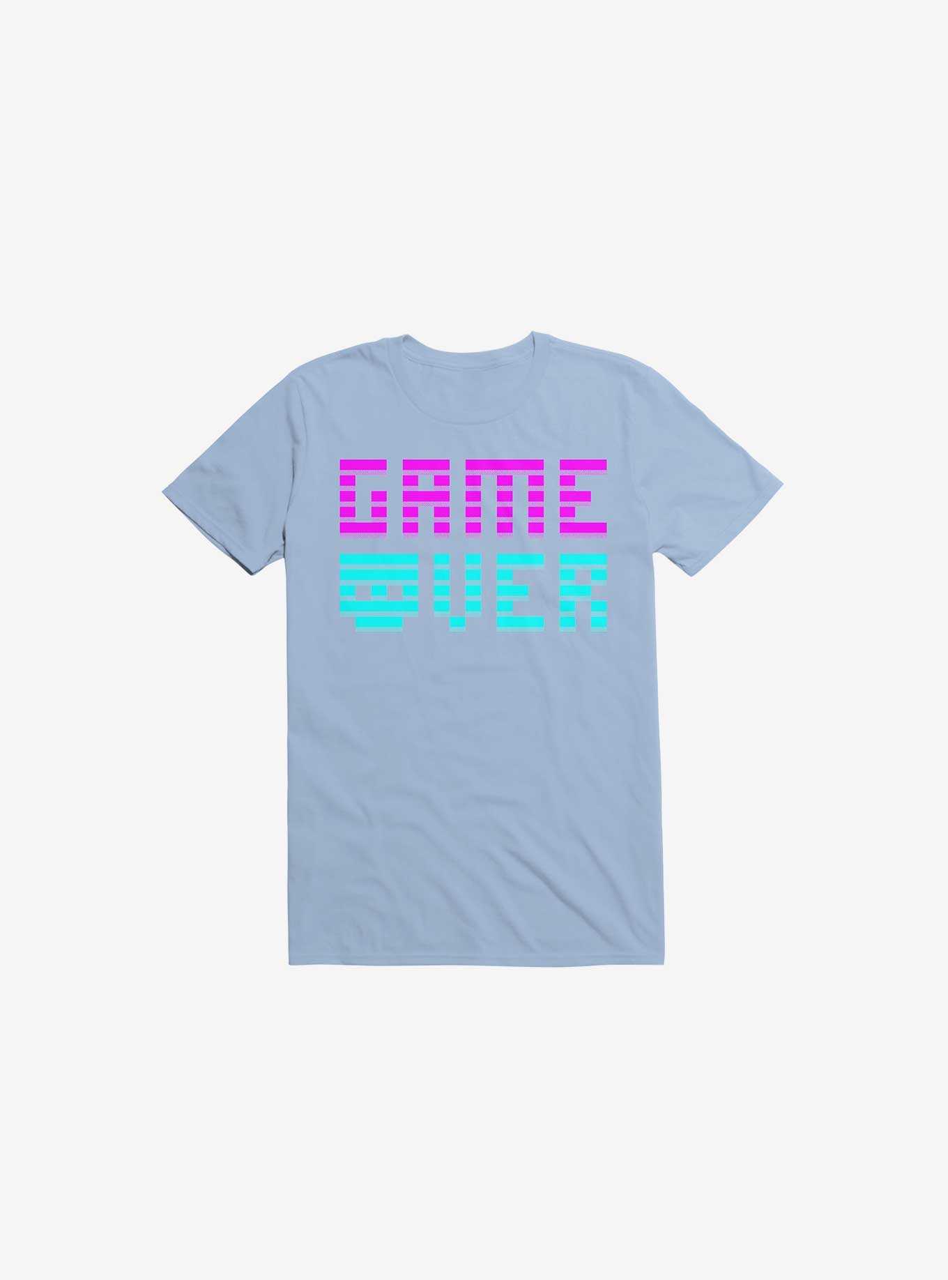 Game Over Skull Light Blue T-Shirt, , hi-res