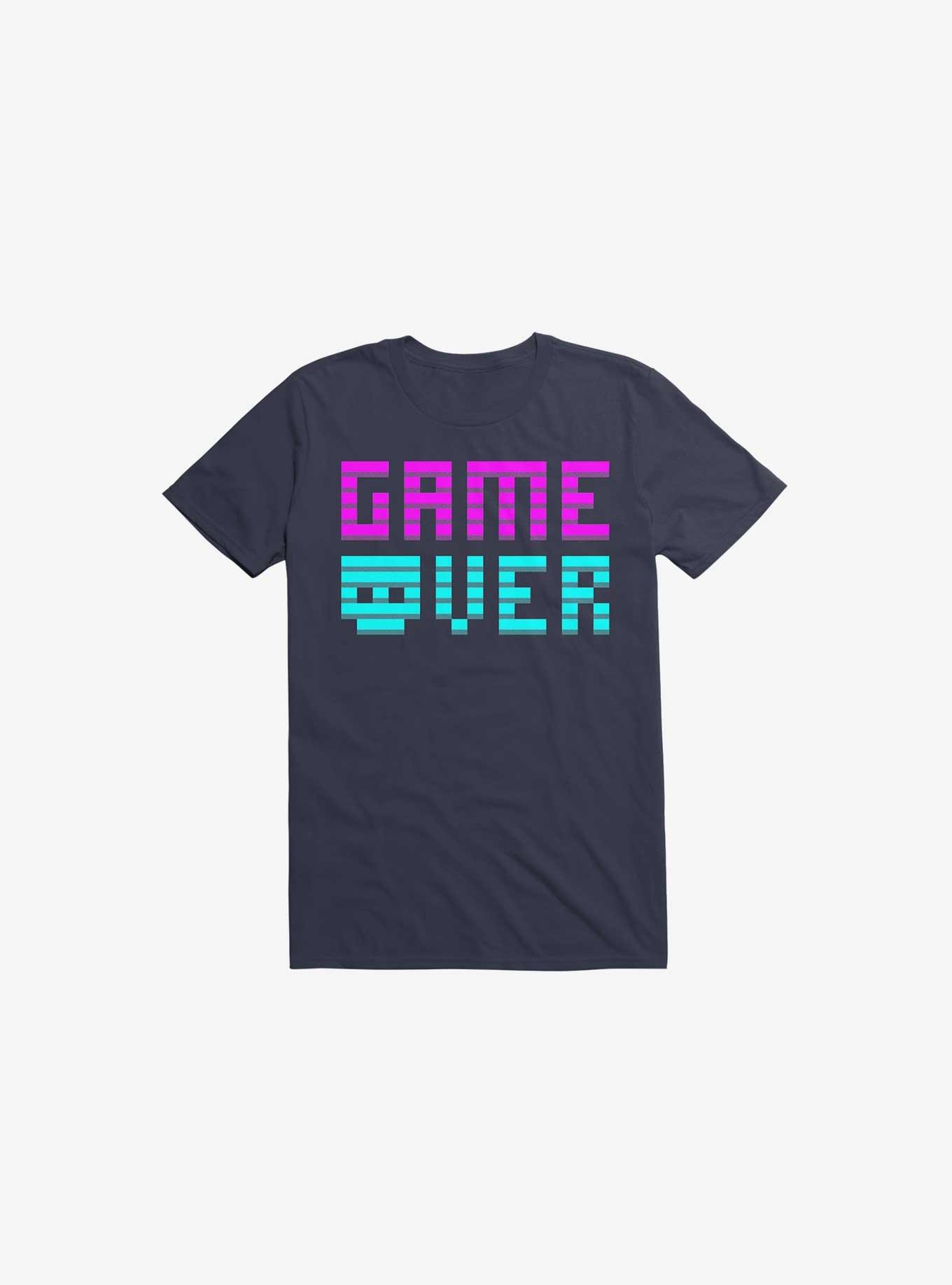 THRDLESS Game Over Skull Navy Blue T-Shirt