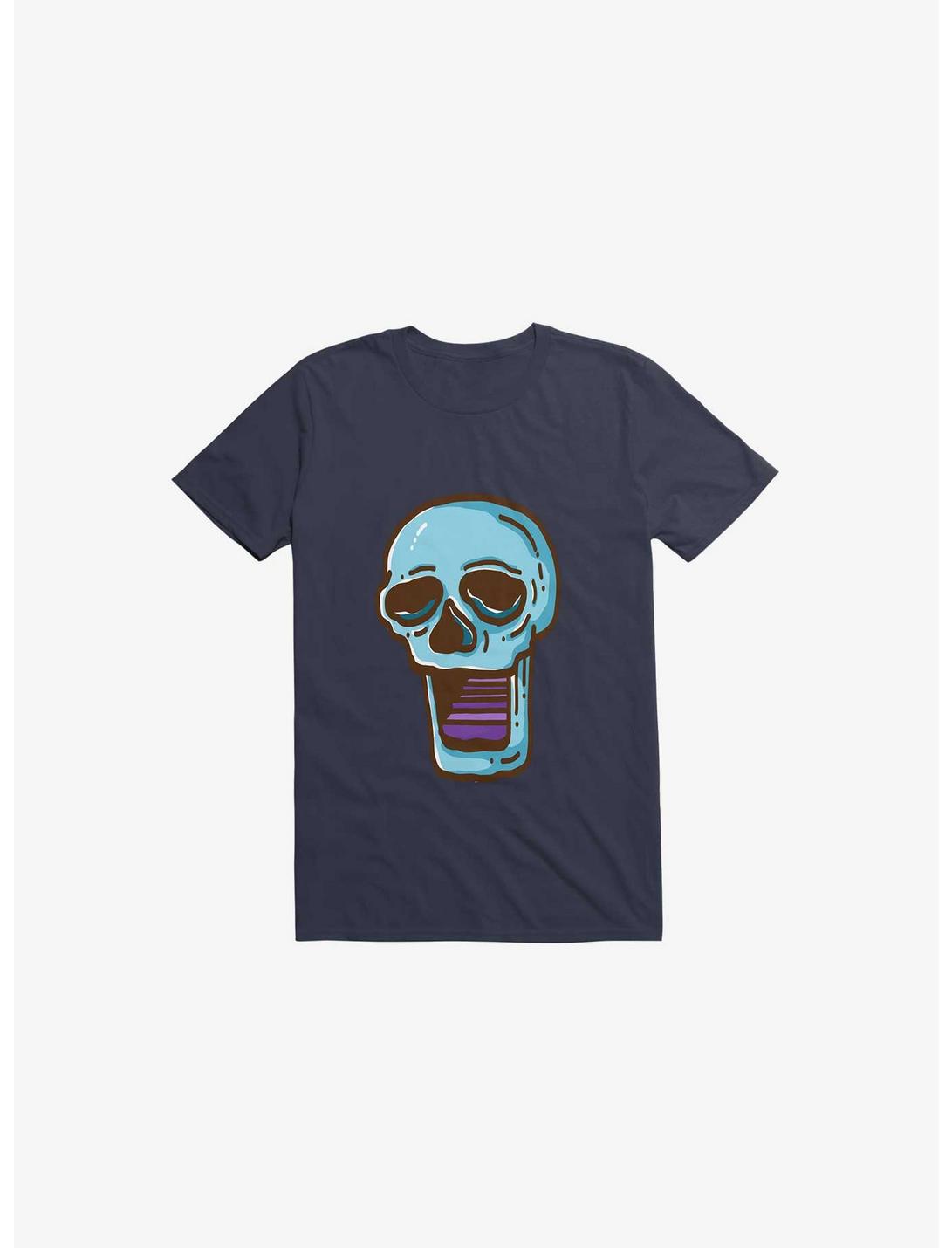 Modern Skull Navy Blue T-Shirt, NAVY, hi-res