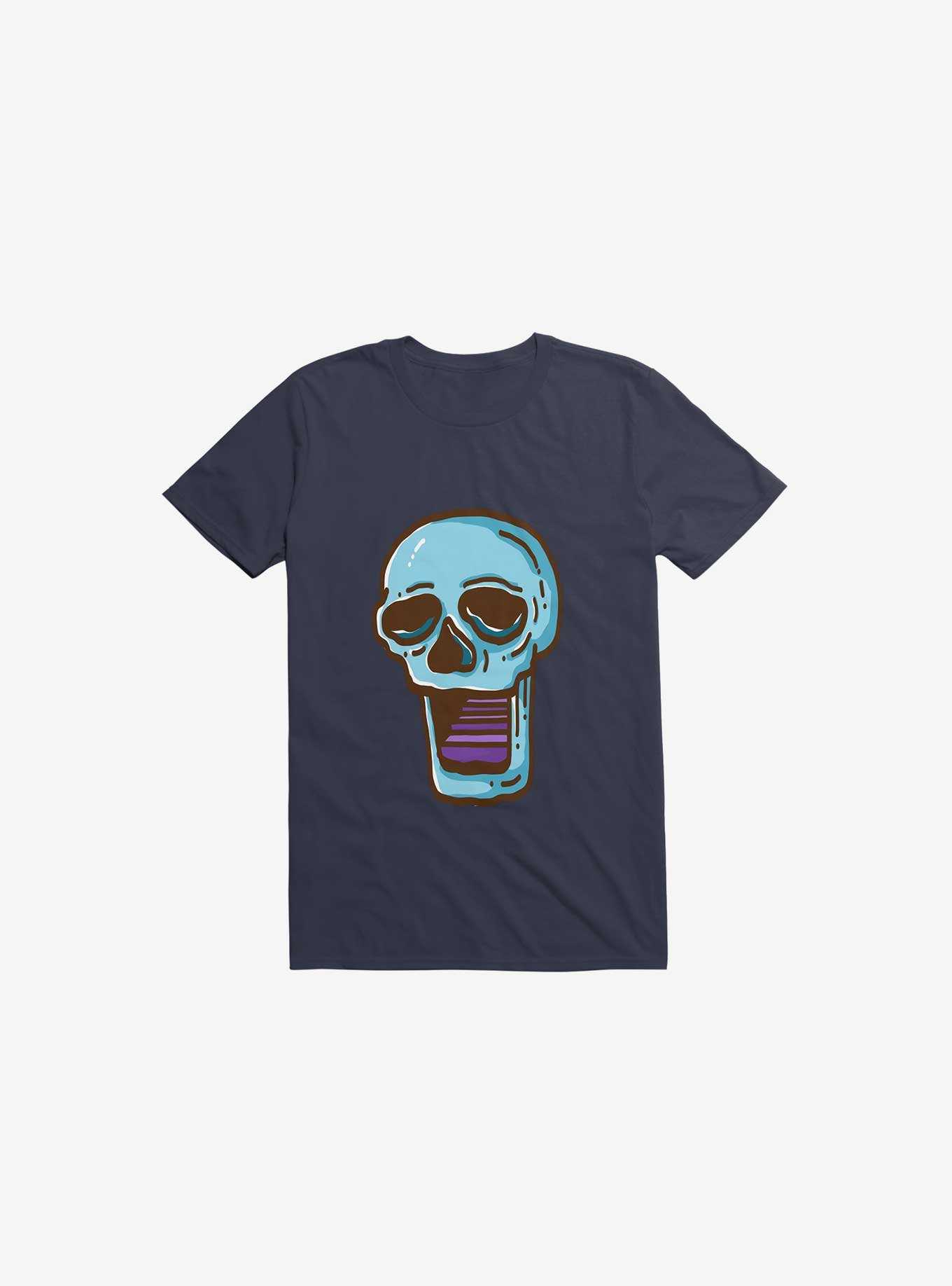 Modern Skull Navy Blue T-Shirt, , hi-res