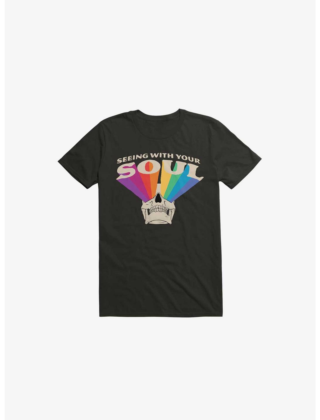 Seeing With Your Soul Rainbow Skull Black T-Shirt, BLACK, hi-res