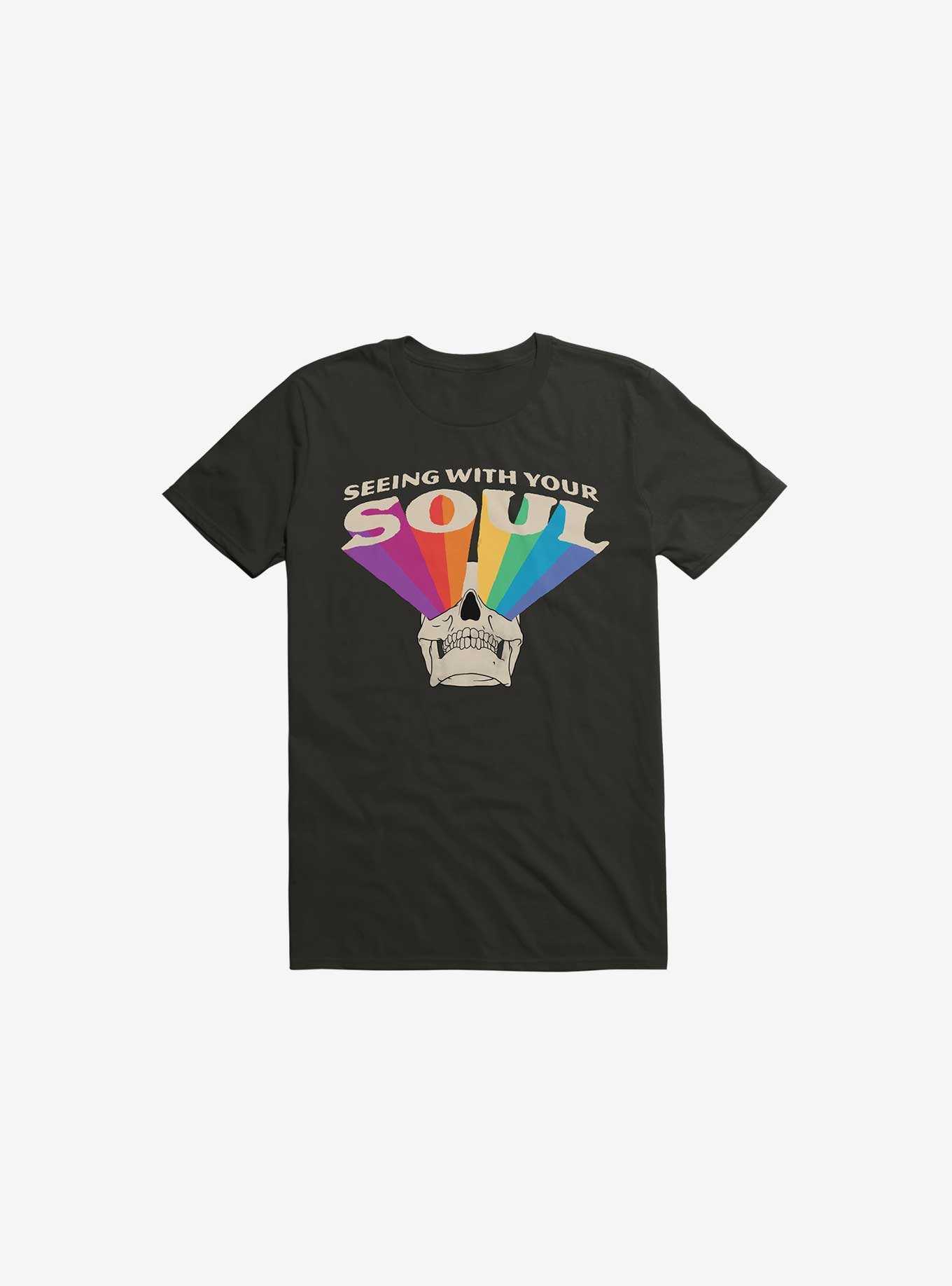 Seeing With Your Soul Rainbow Skull Black T-Shirt, , hi-res