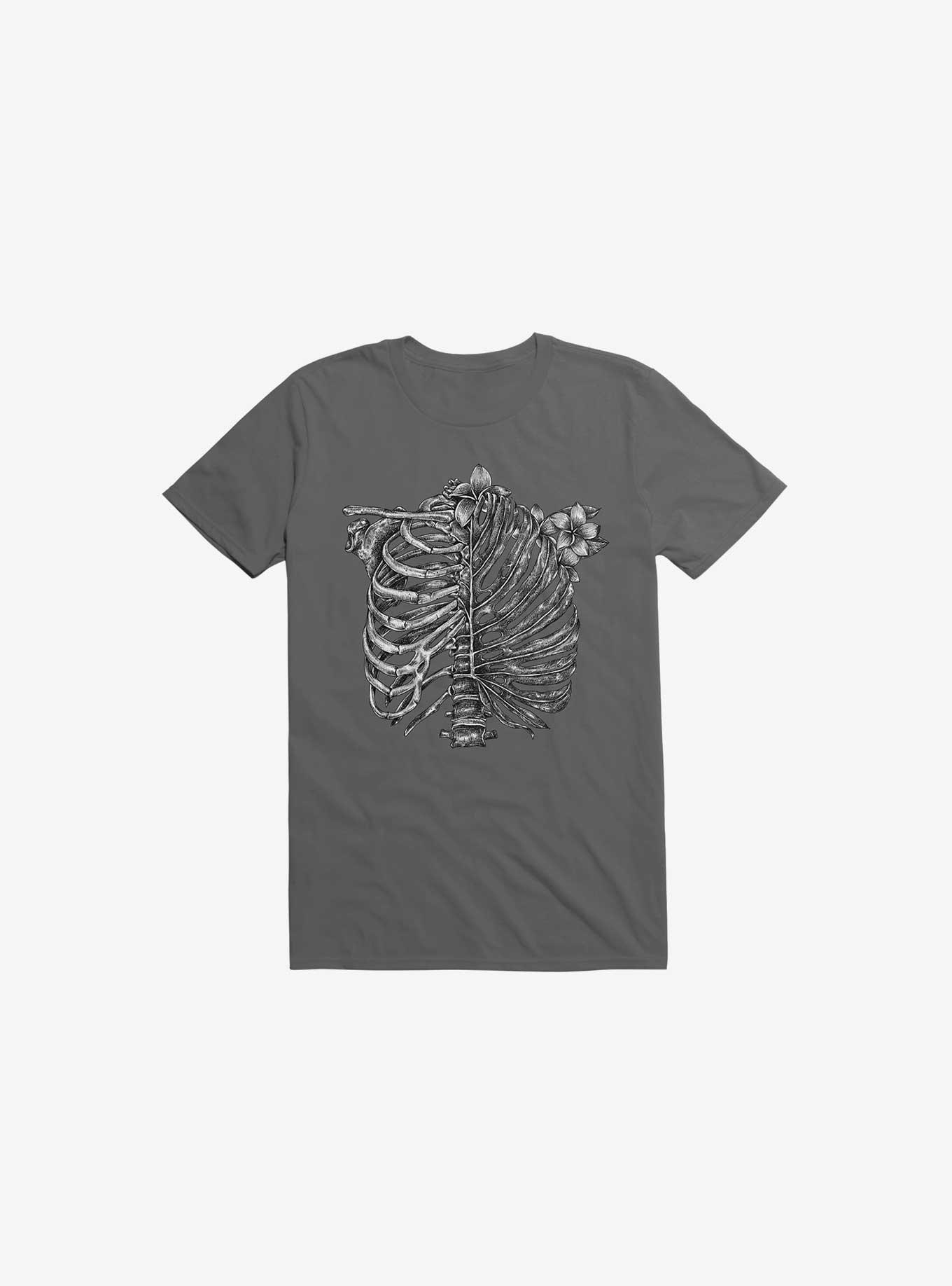 Skeleton Rib Tropical Asphalt Grey T-Shirt, ASPHALT, hi-res
